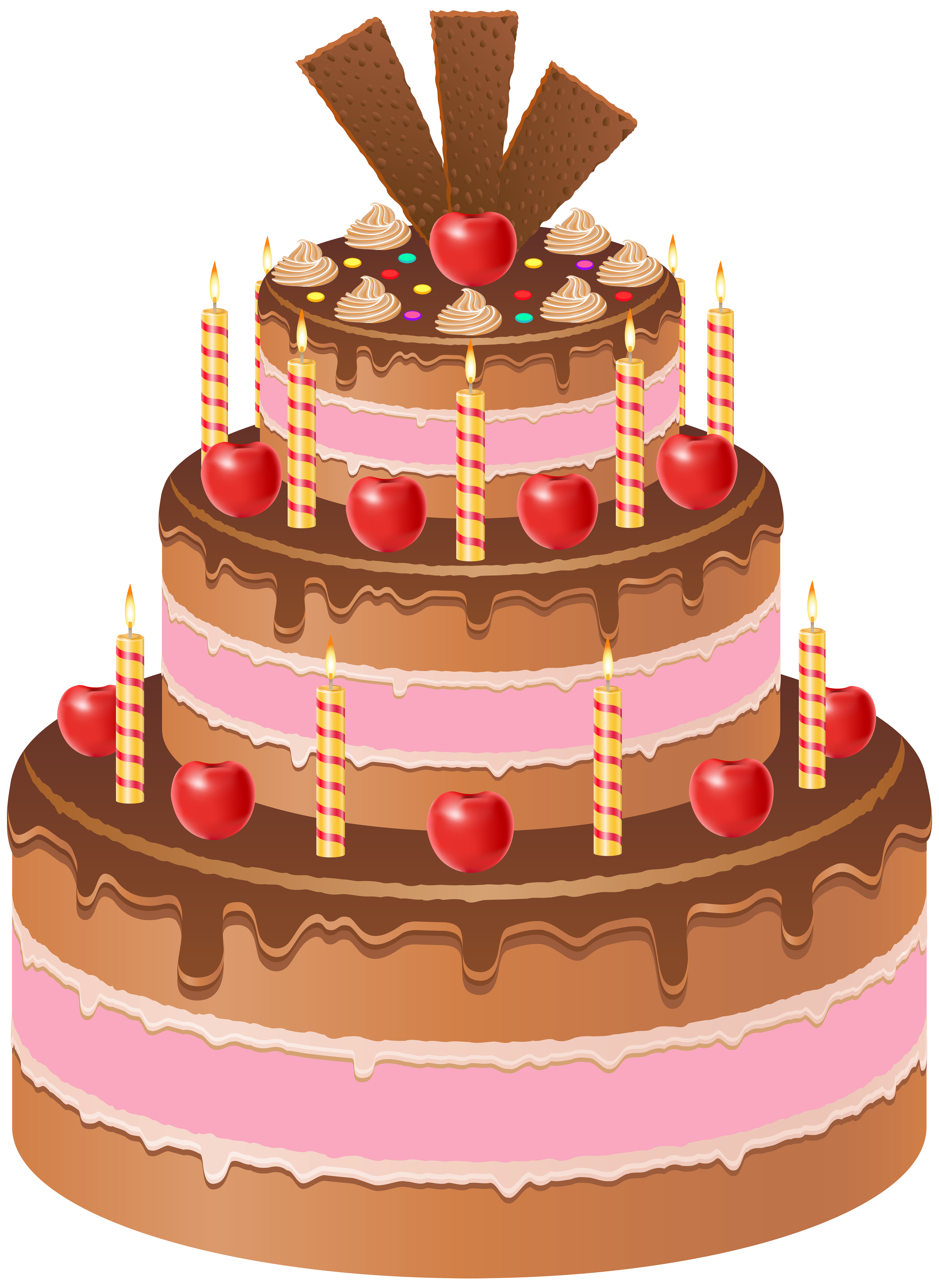 Birthday Clipart-decorated pink birthday cake clipart