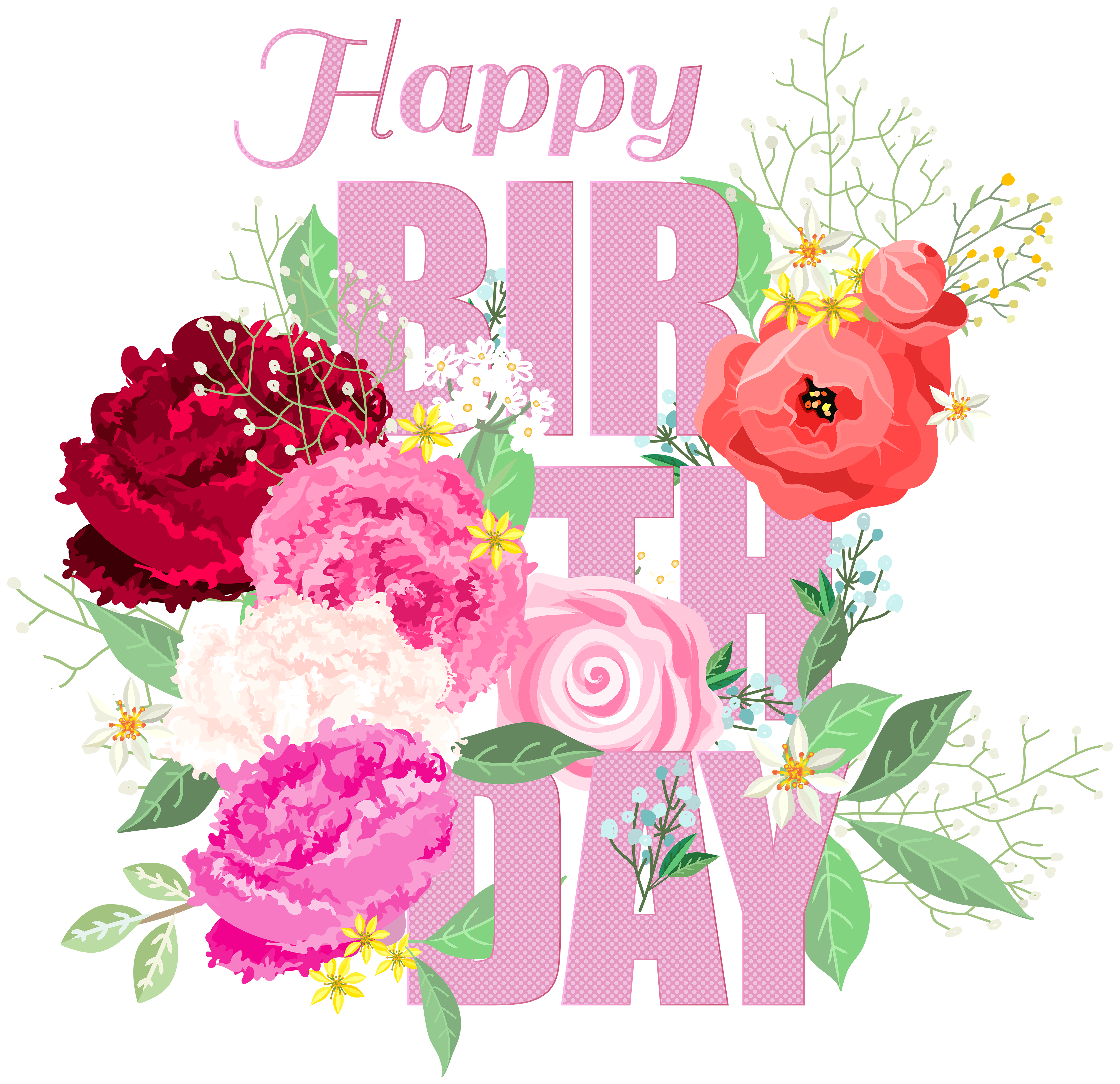 Happy Birthday with Pink Roses​  Gallery Yopriceville - High-Quality Free  Images and Transparent PNG Clipart