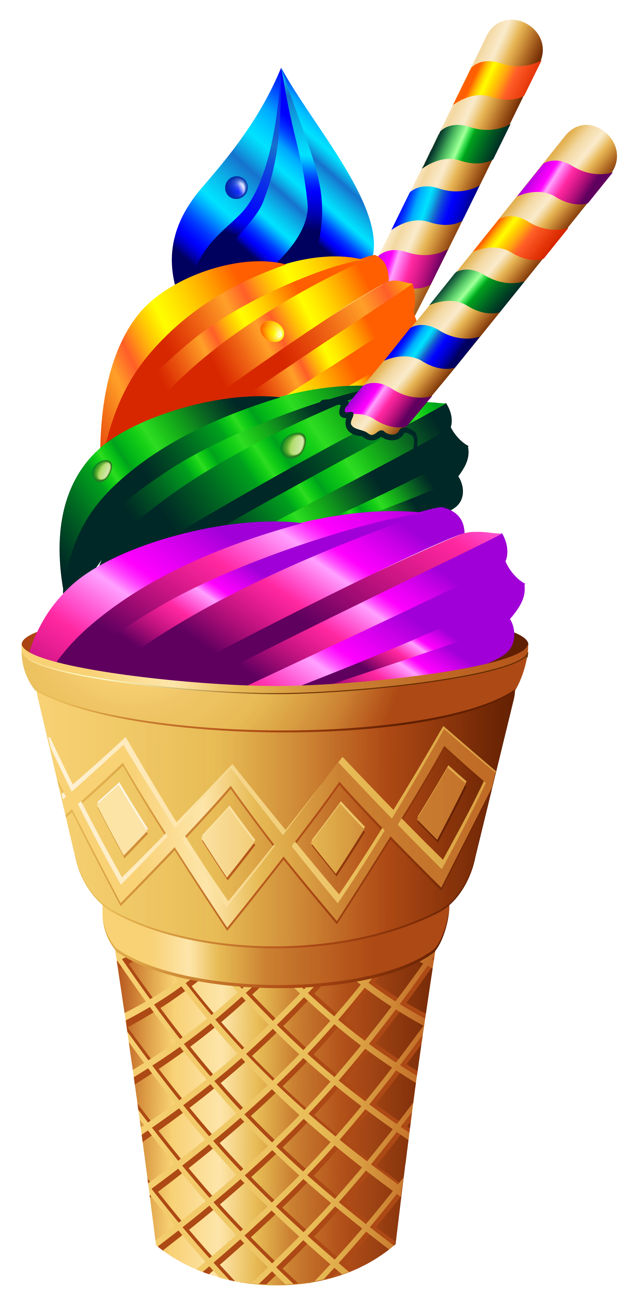 Rainbow Ice-cream In Cone Royalty Free Vector Image