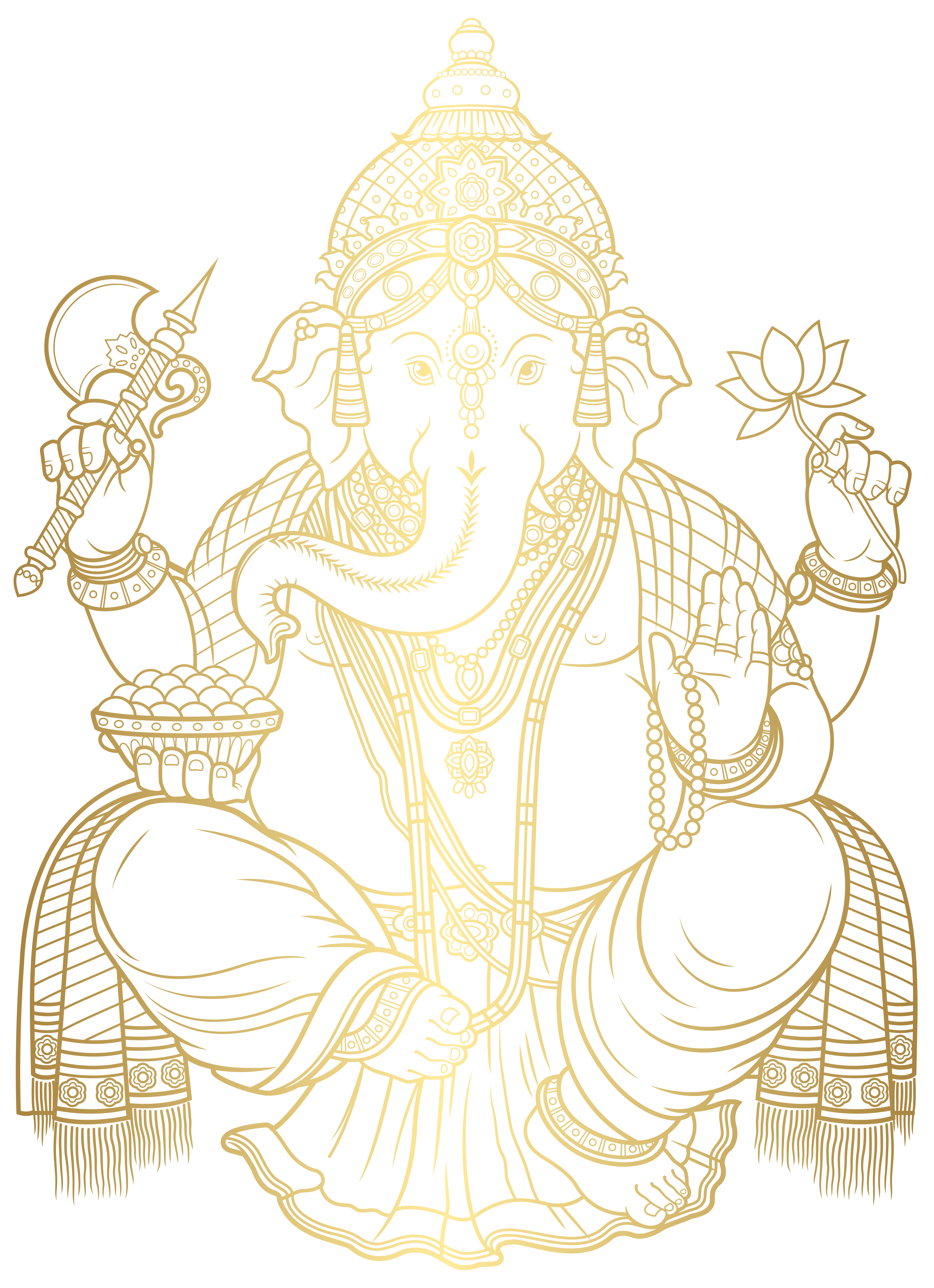 Clip art Ganesha Gold được chế tác trên nền vàng quý phái. Đây chắc chắn là một trong những hình ảnh đẹp nhất bạn từng thấy về vị thần ngài Ganesh.