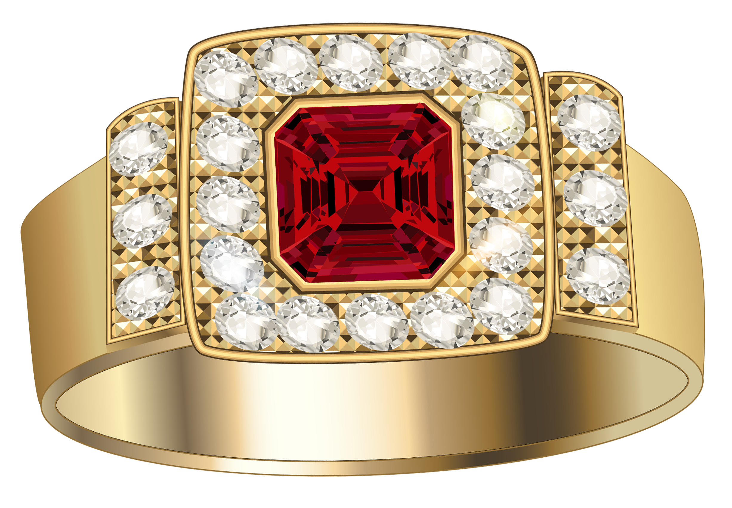 Jewelry Clipart-beautiful gold ring with ruby gems and minerals clipart