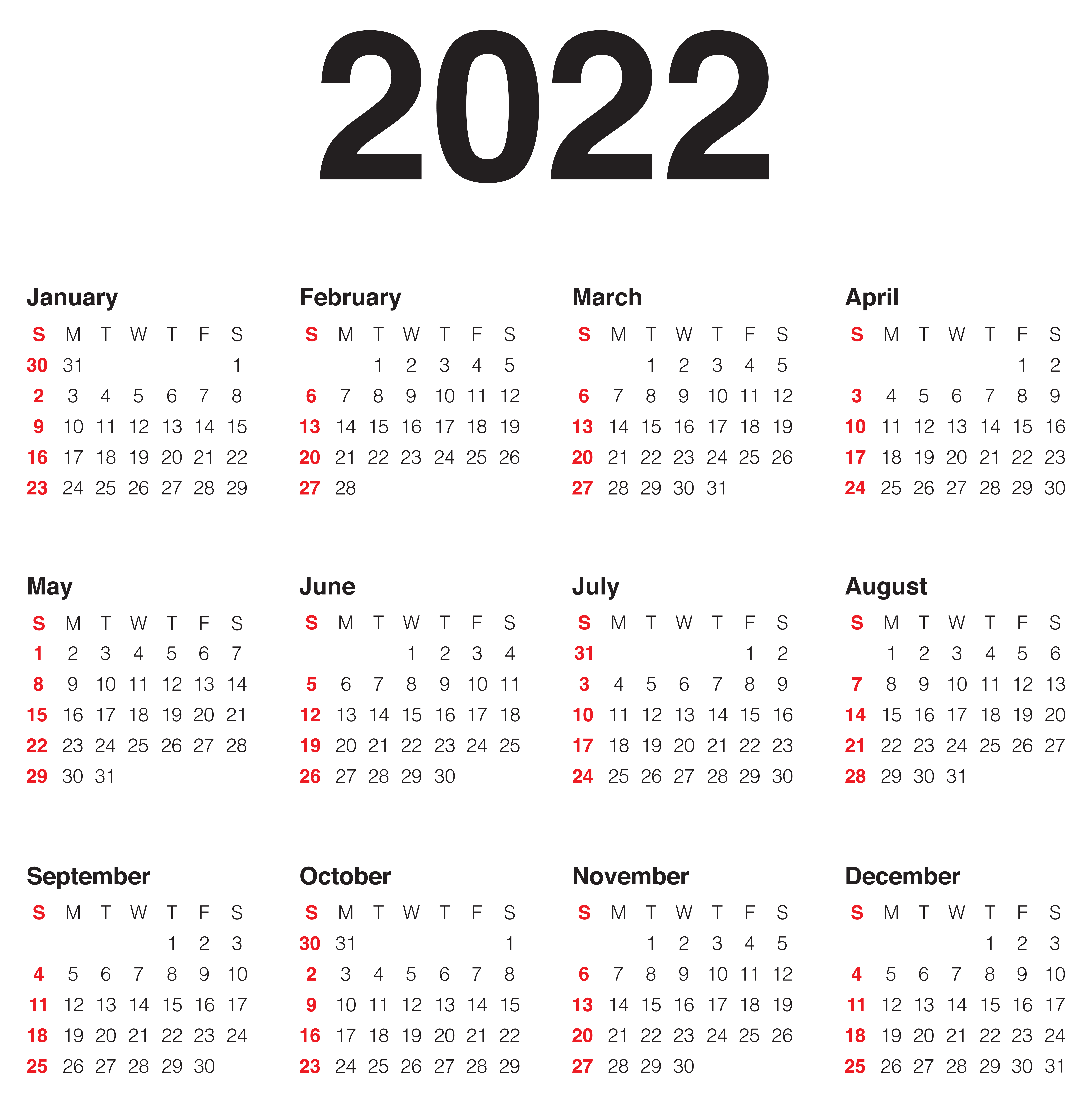 january 2022 calendar clip art