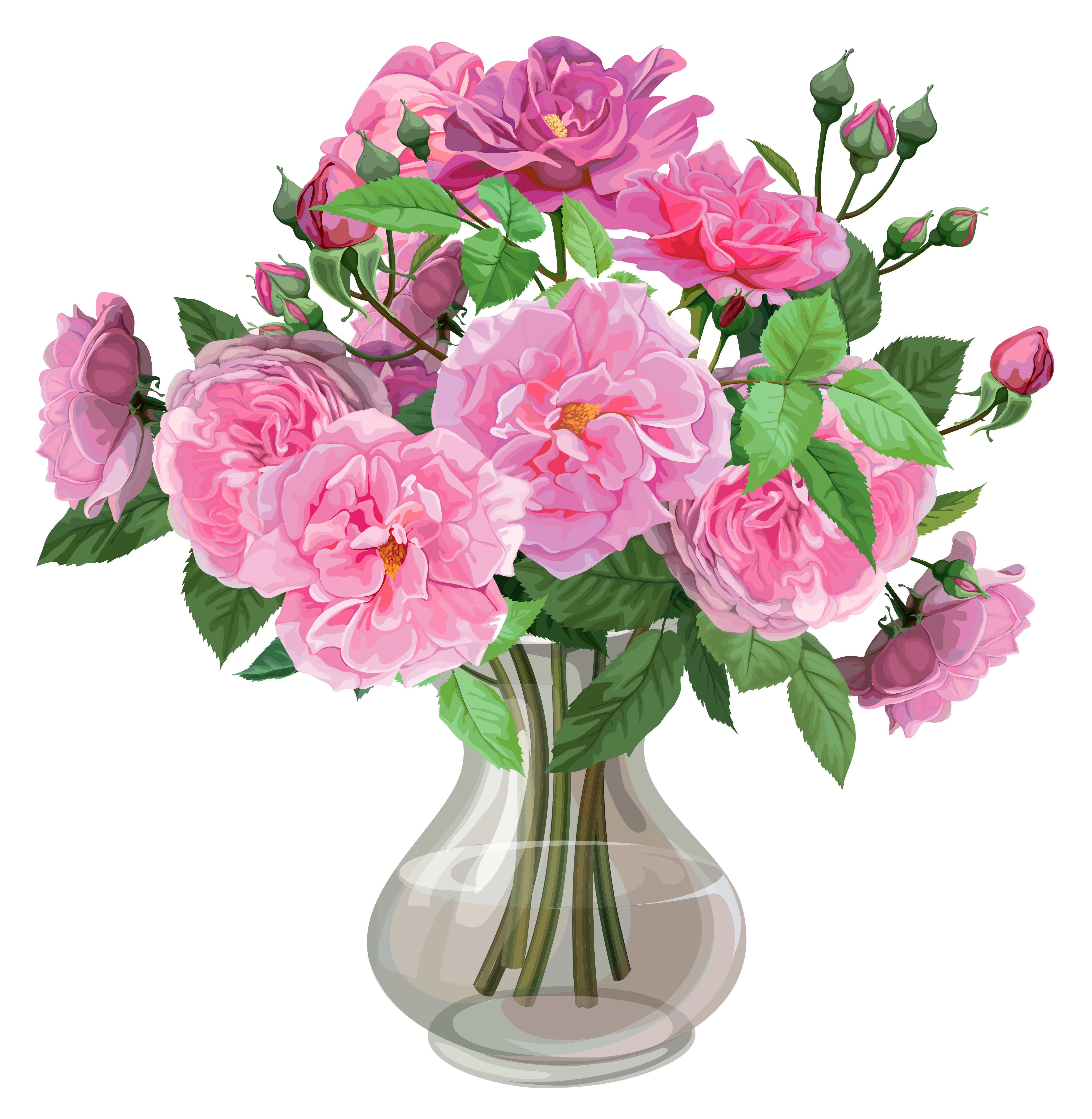 Pink Roses in Vase Transparent PNG Clipart | Gallery Yopriceville