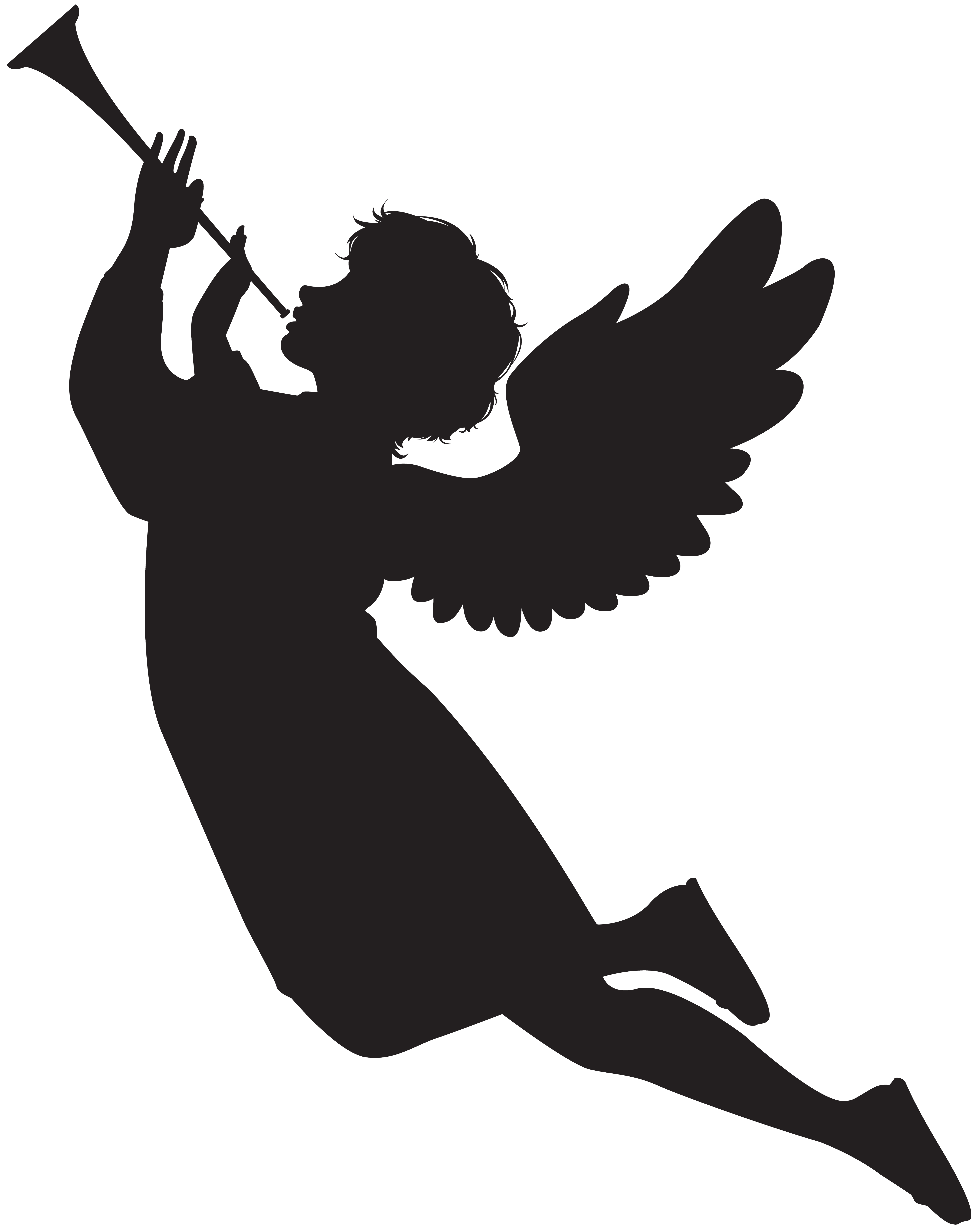 angel with fanfare silhouette
