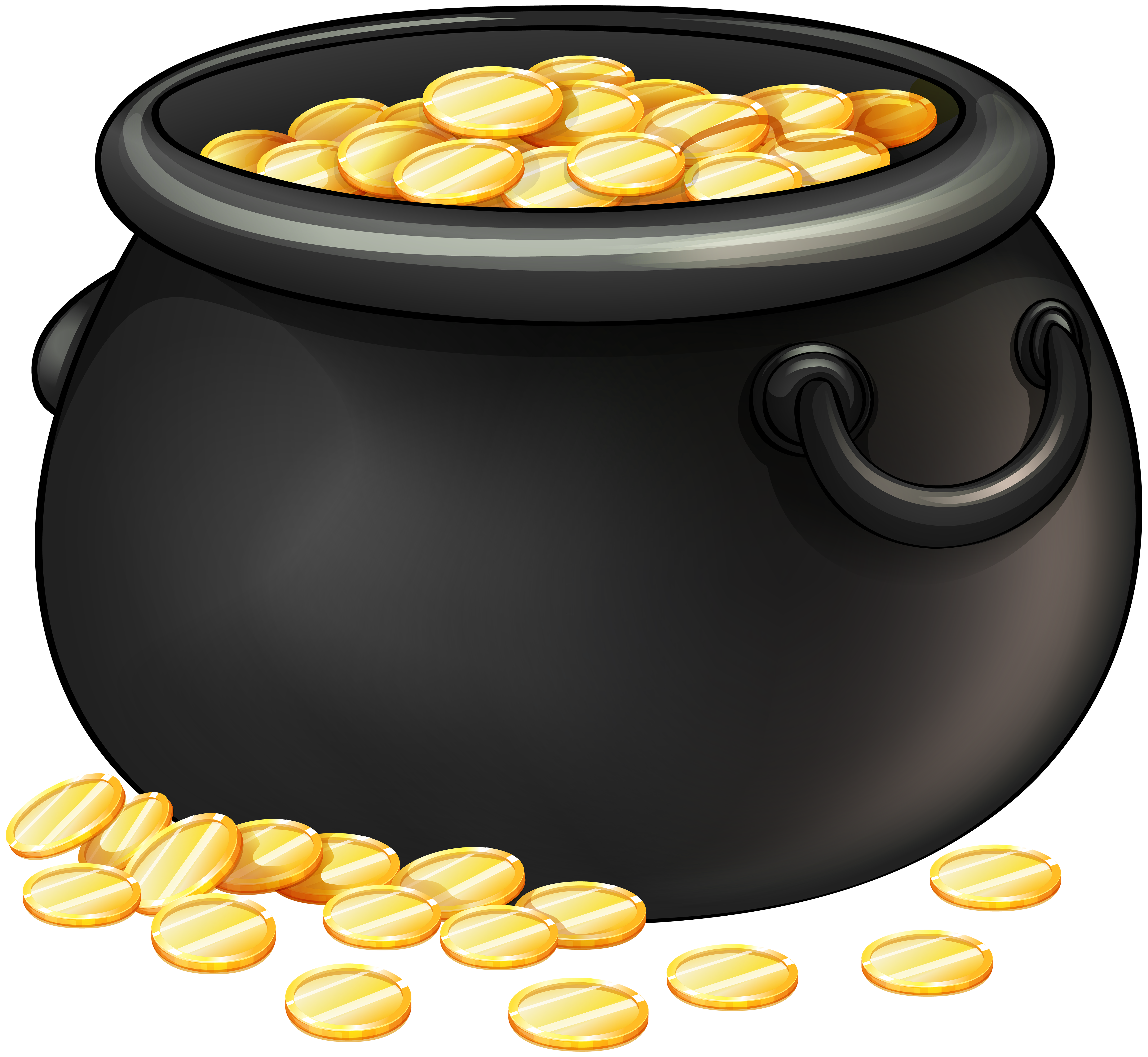 Black Pot of Gold PNG Clip Art | Gallery Yopriceville - High-Quality