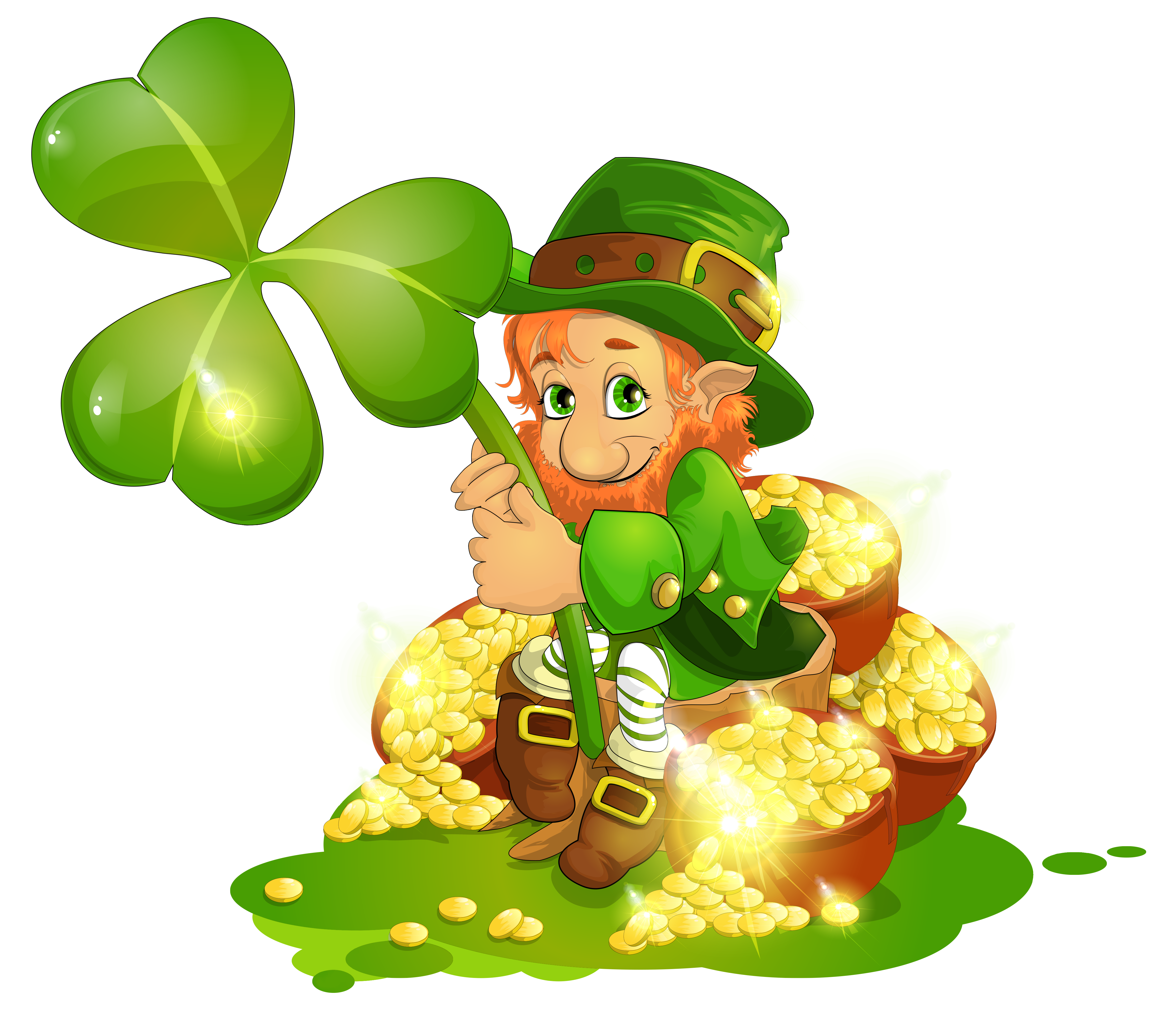 Saint Patrick's Day Leprechaun with Pot of Gold and ...