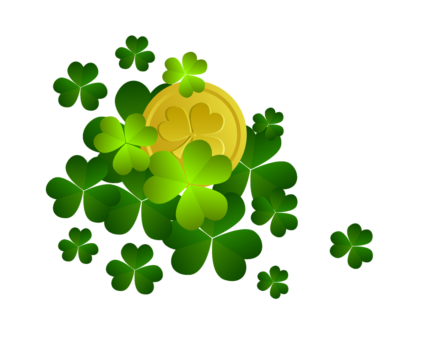 St Patricks Shamrocks with Coin Decor PNG Clipart | Gallery