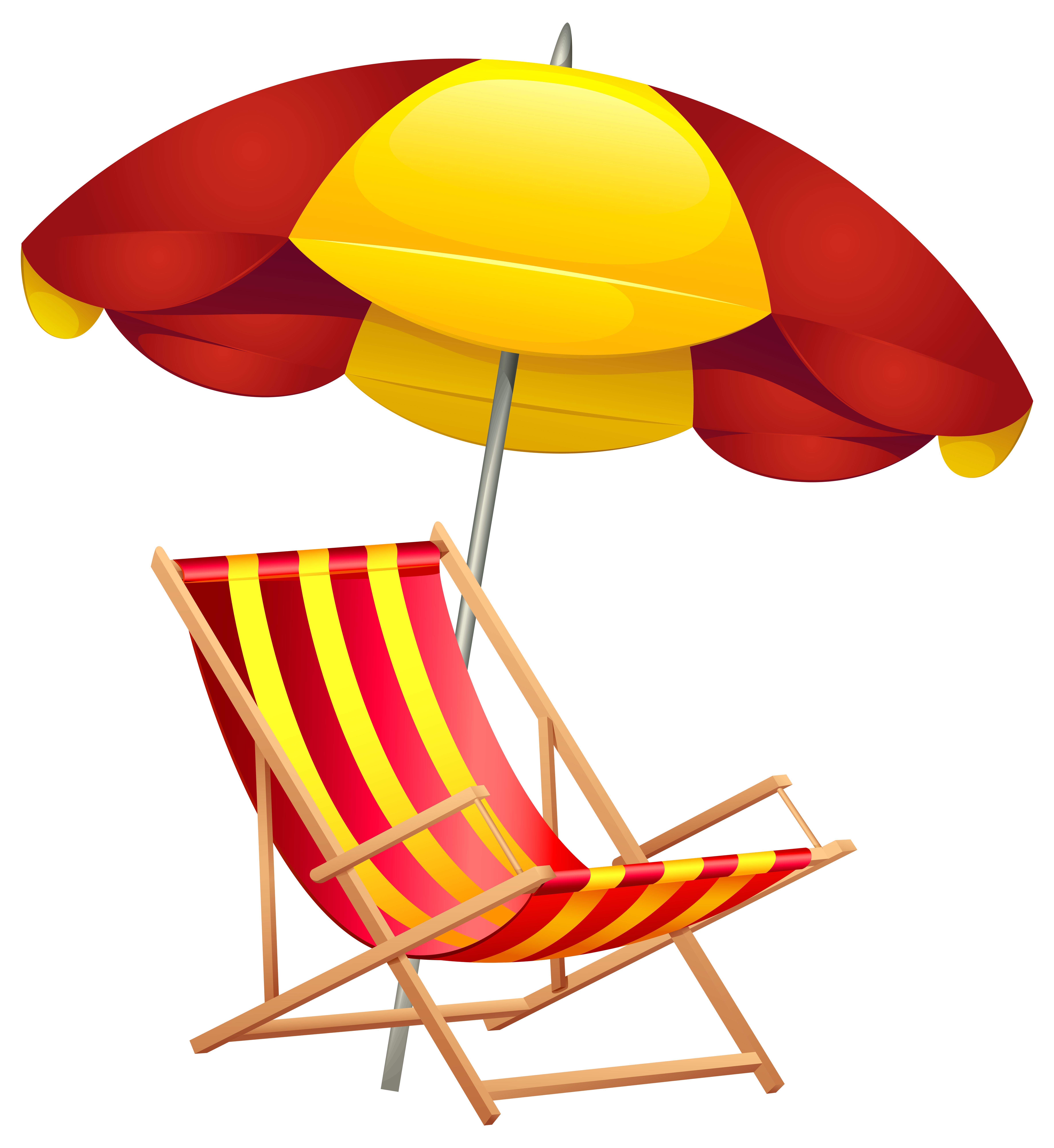 Beach Chair and Umbrella PNG Clip Art 