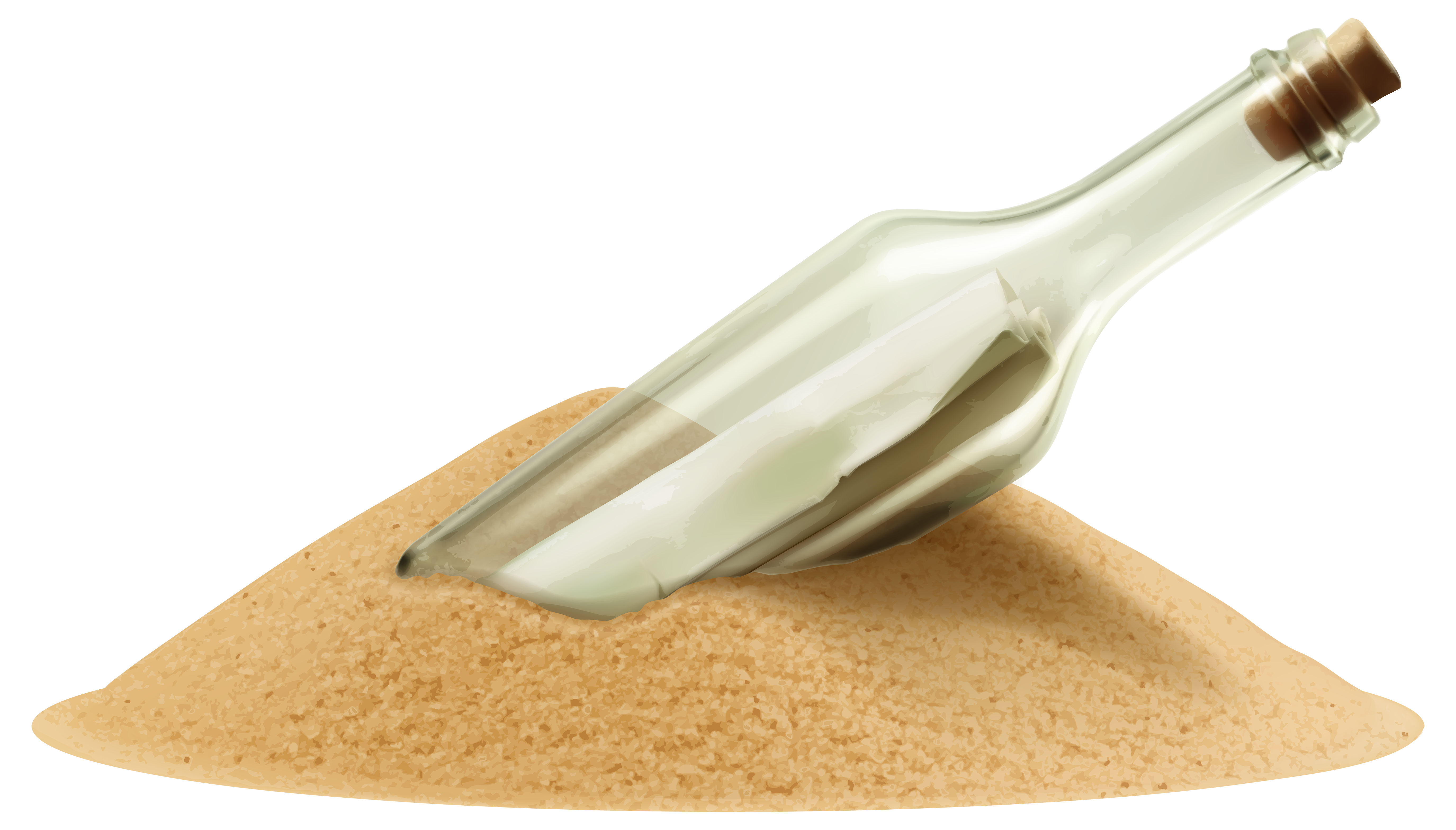 Message in Bottle into the Sand PNG Clipart Image 