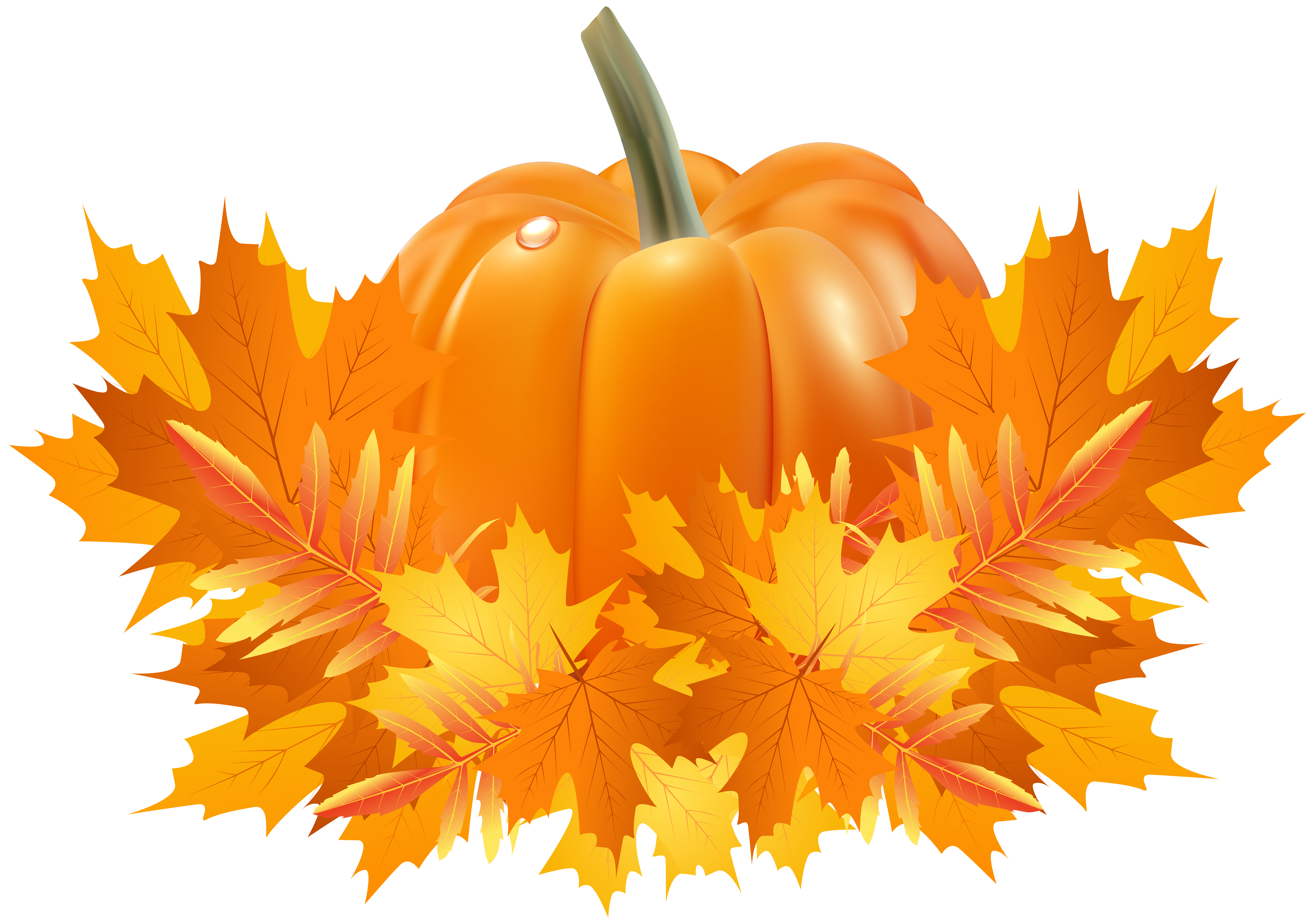 Fall Leaves and Pumpkin Decoration PNG Clip Art | Gallery Yopriceville