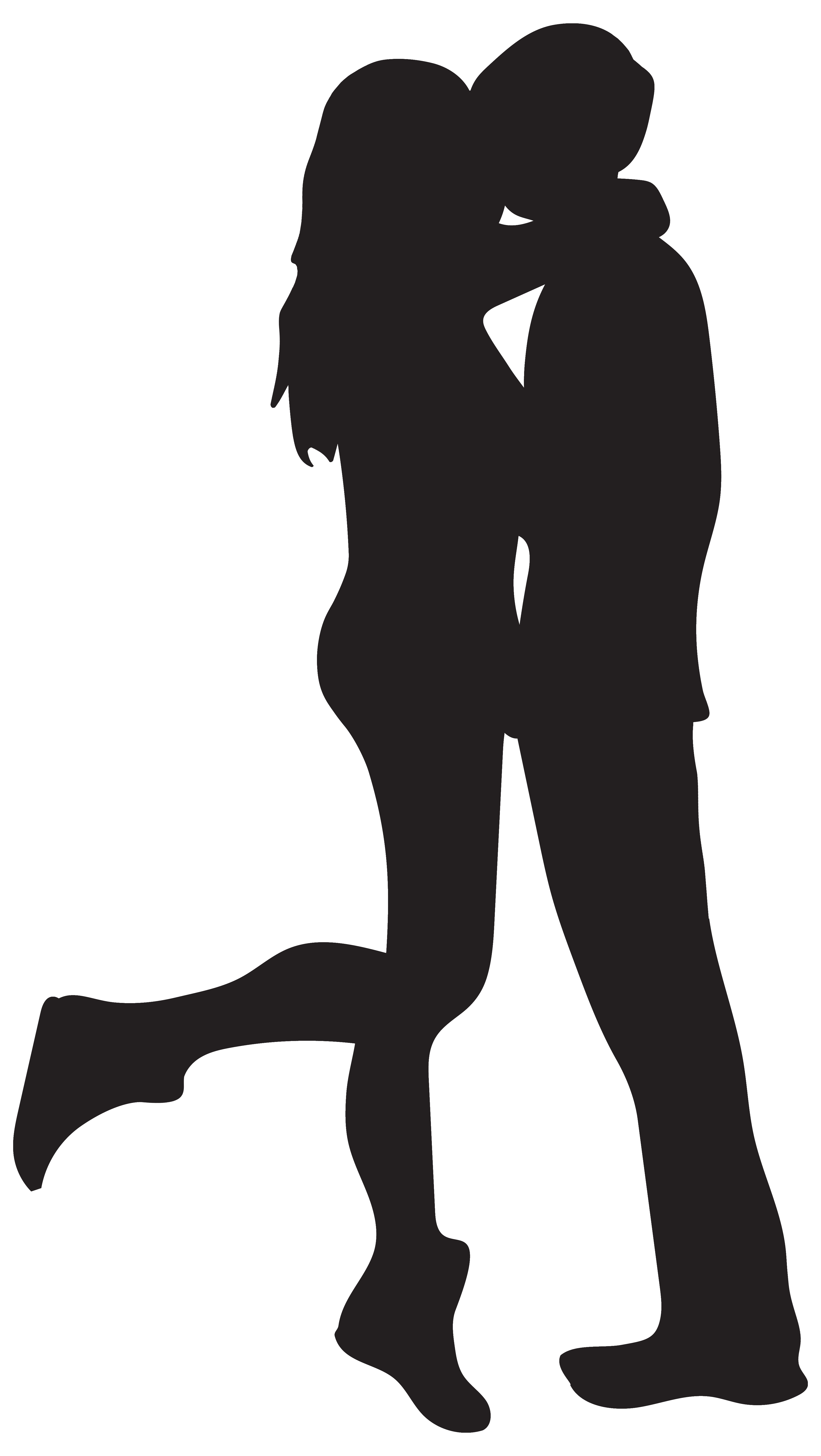 silhouette couple kissing