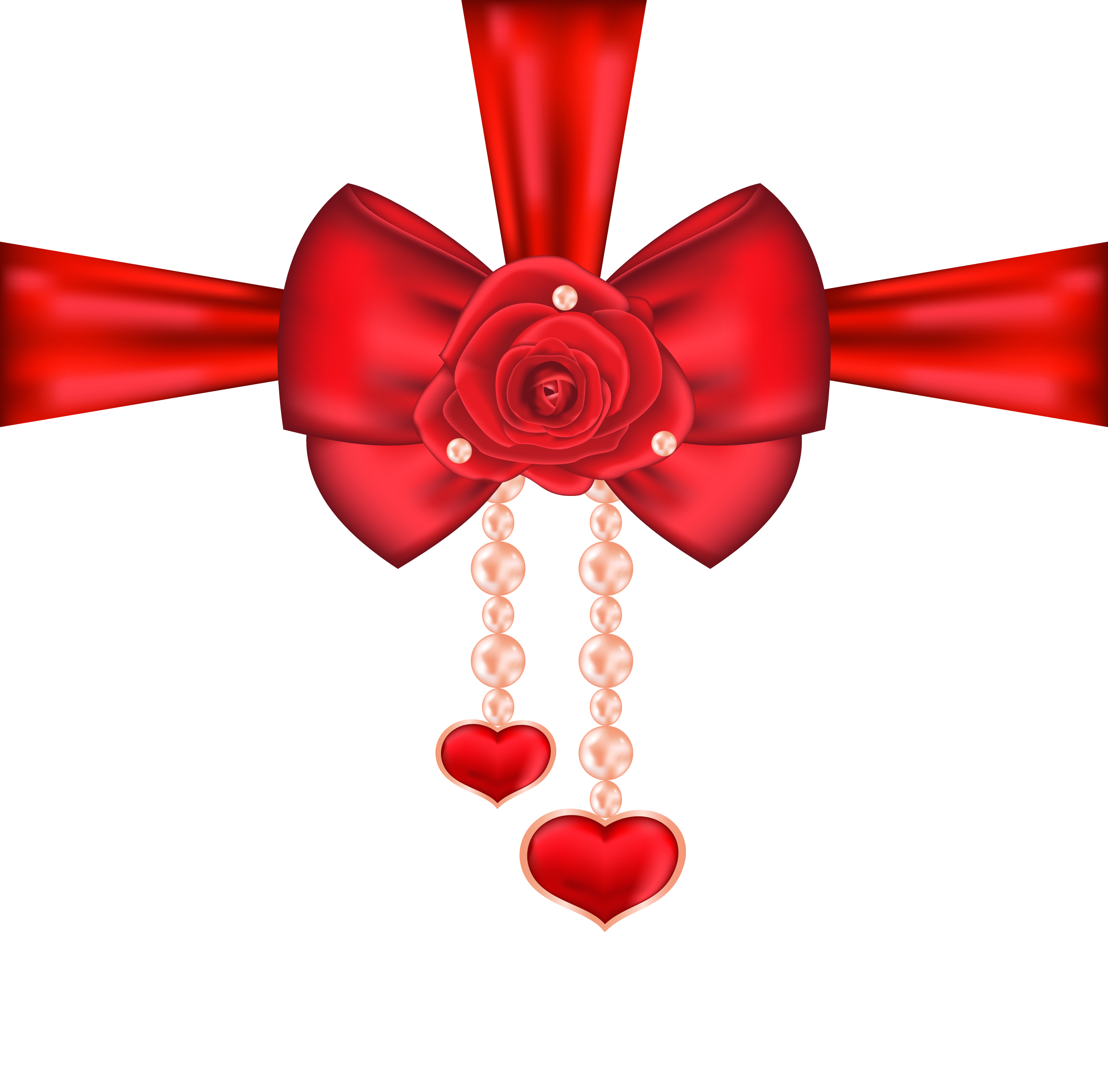 Valentines Bow Clipart PNG Images, Realistic Ribbon Bow Heart With