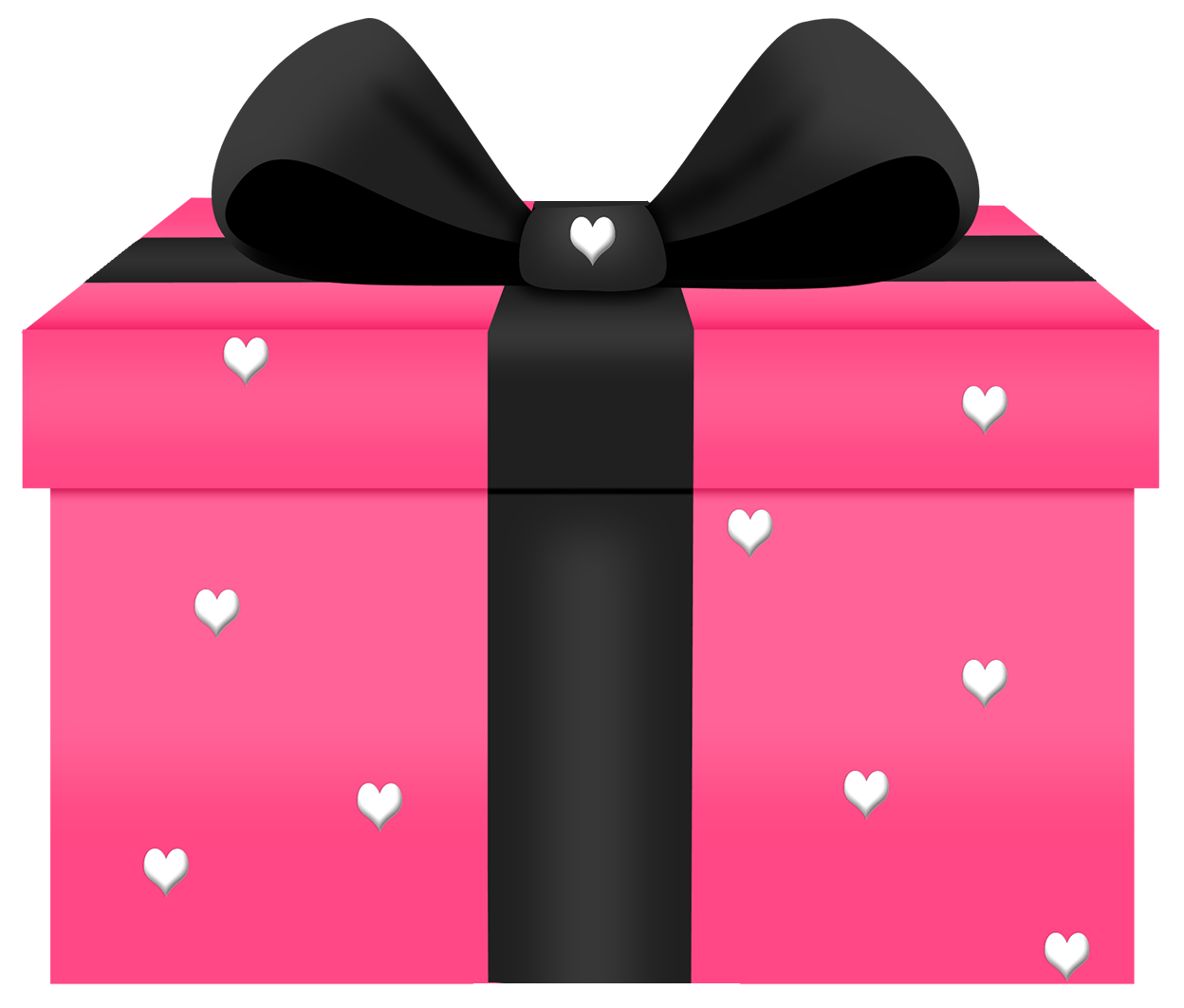 Transparent Pink Gift with Hearts Decorn PNG Picture ...