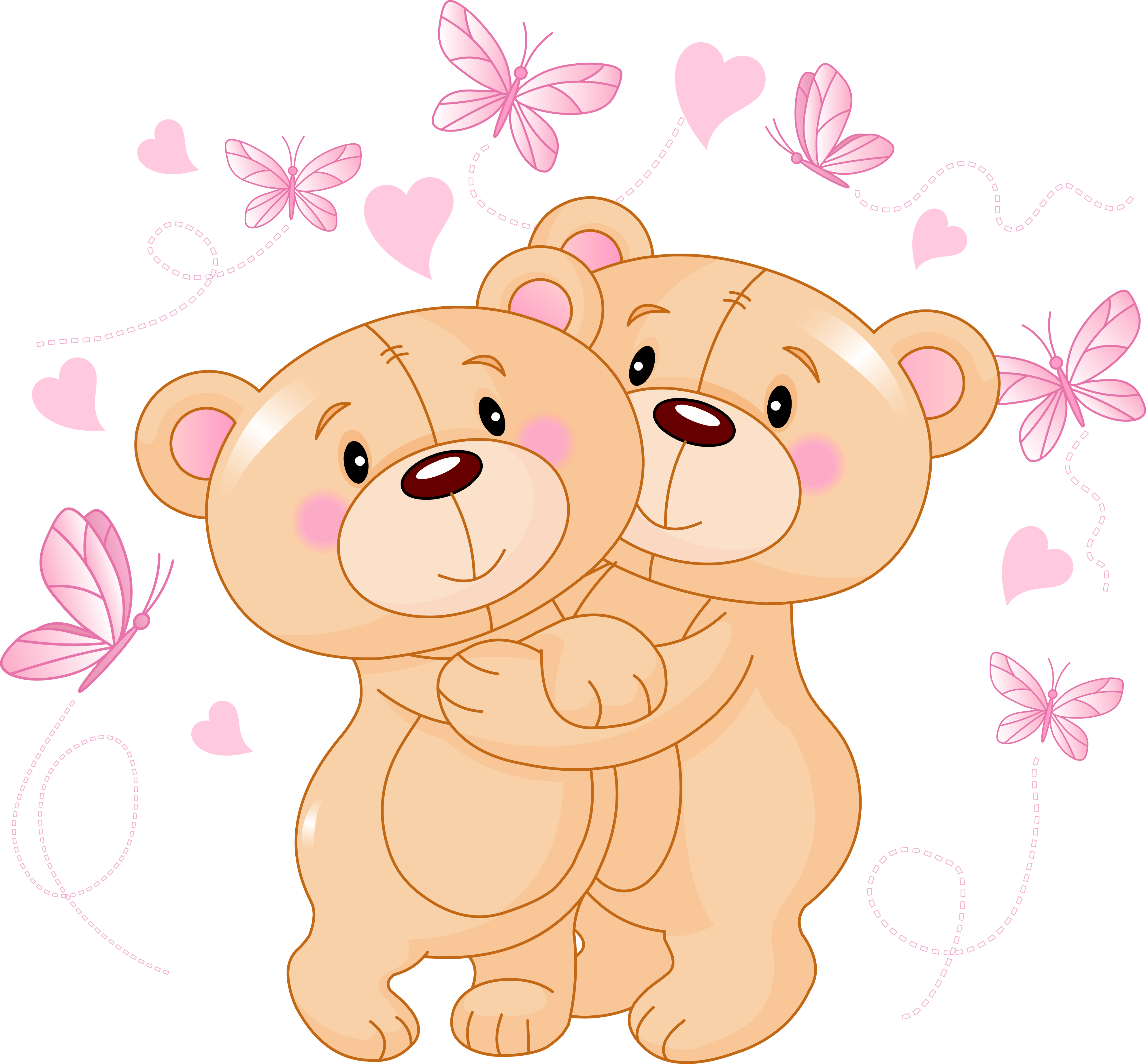 Cute Teddy Bears With Butterfly Royalty Free SVG, Cliparts