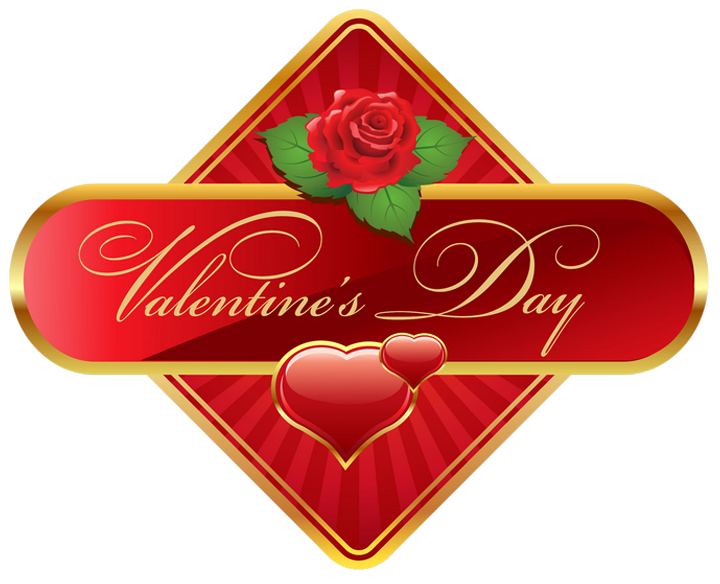 Valentines Day Label With Rose Png Clipart Picture