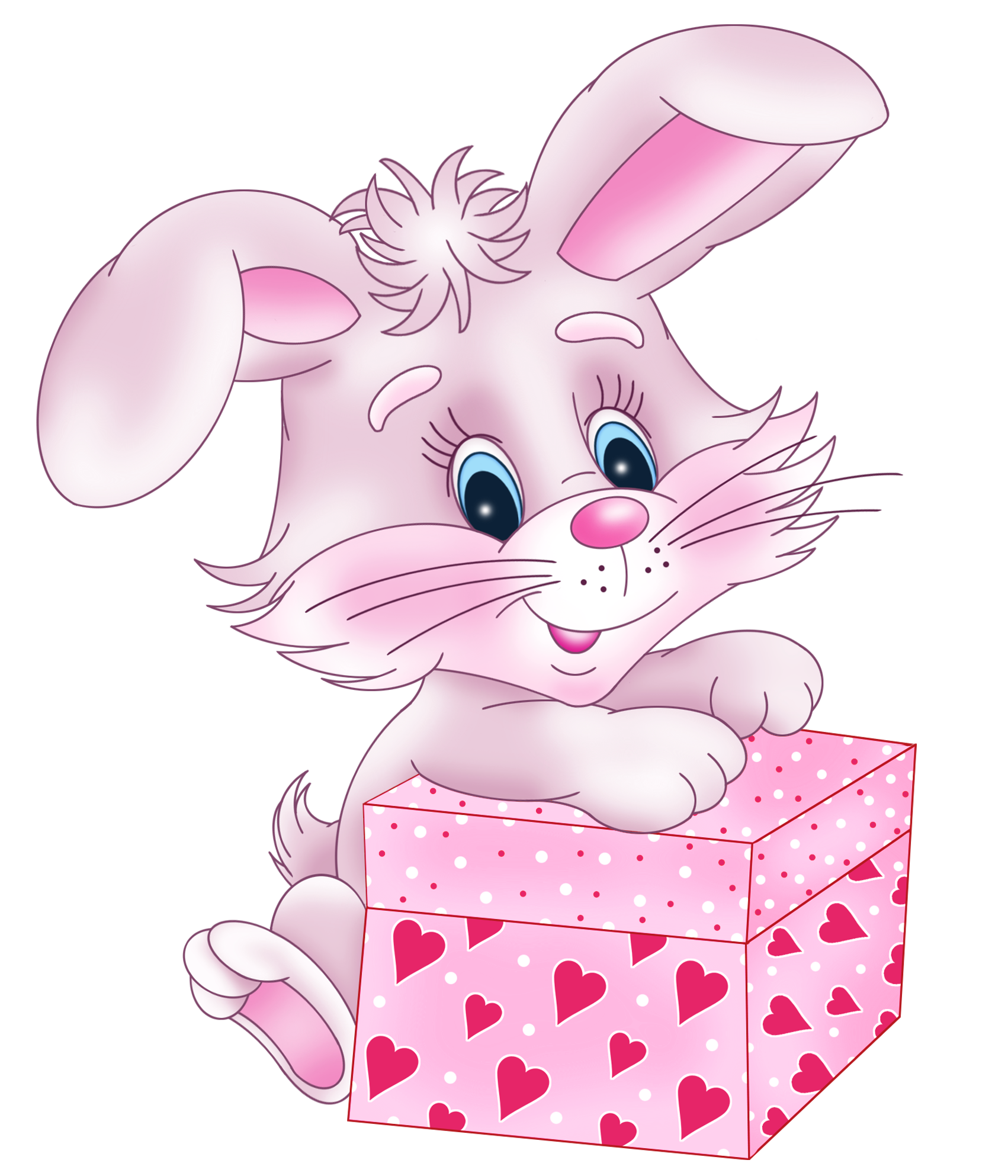 Cute Bunny with Valentine Gift Box PNG Clipart Picture ...