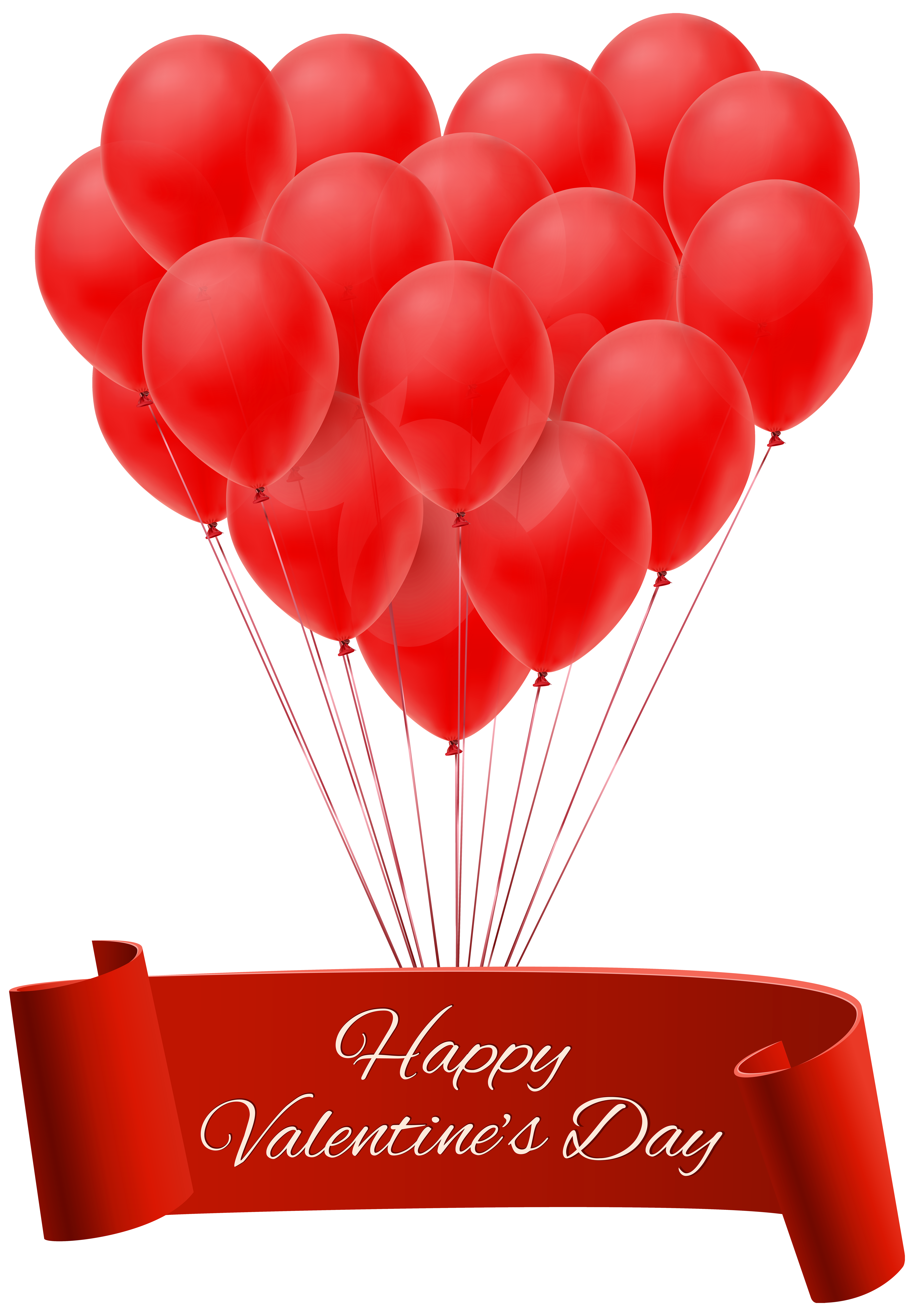 Happy Valentine's Day Banner with Balloons PNG Clip Art ...