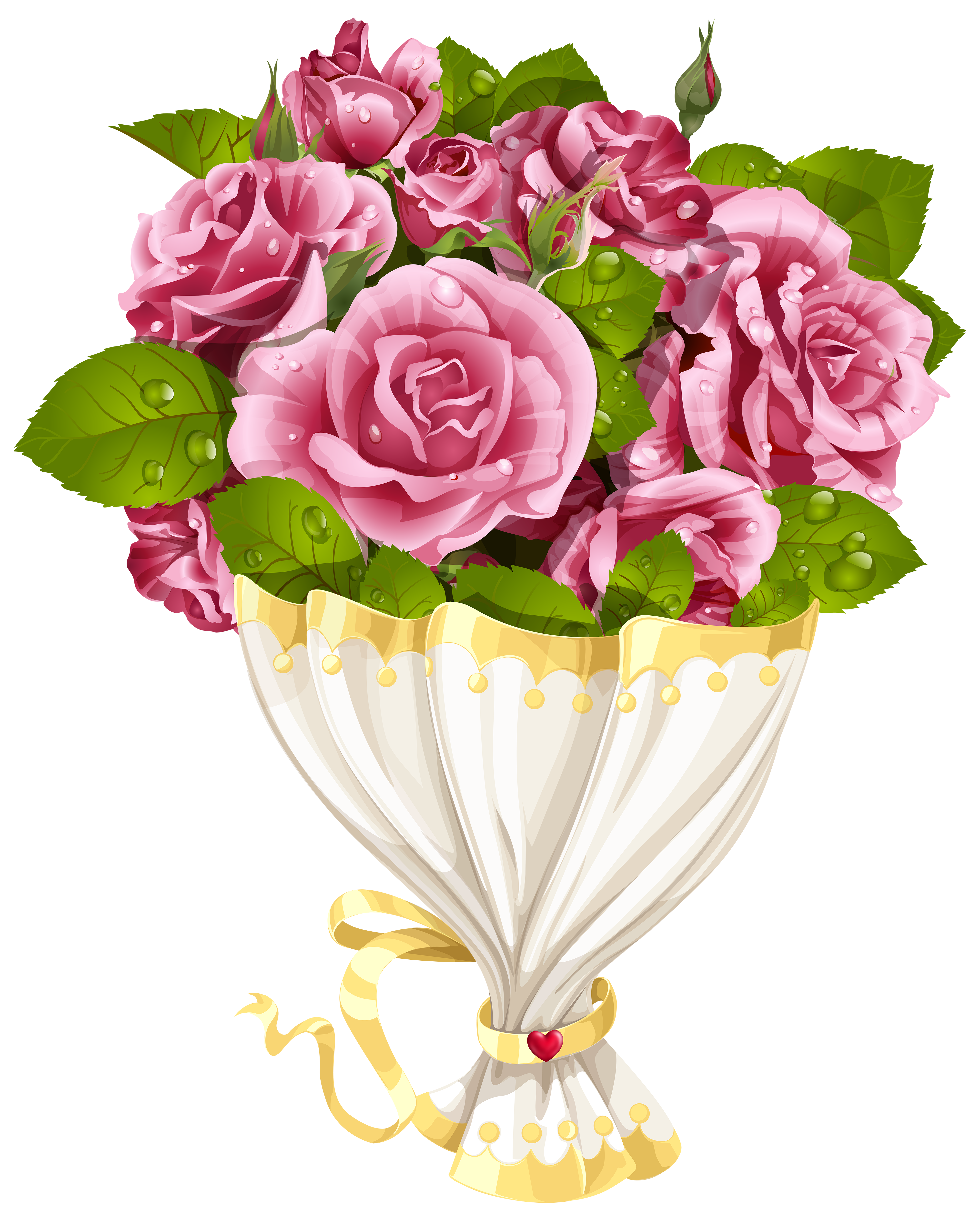 Rose Bouquet with Heart Transparent PNG Clip Art Image ...