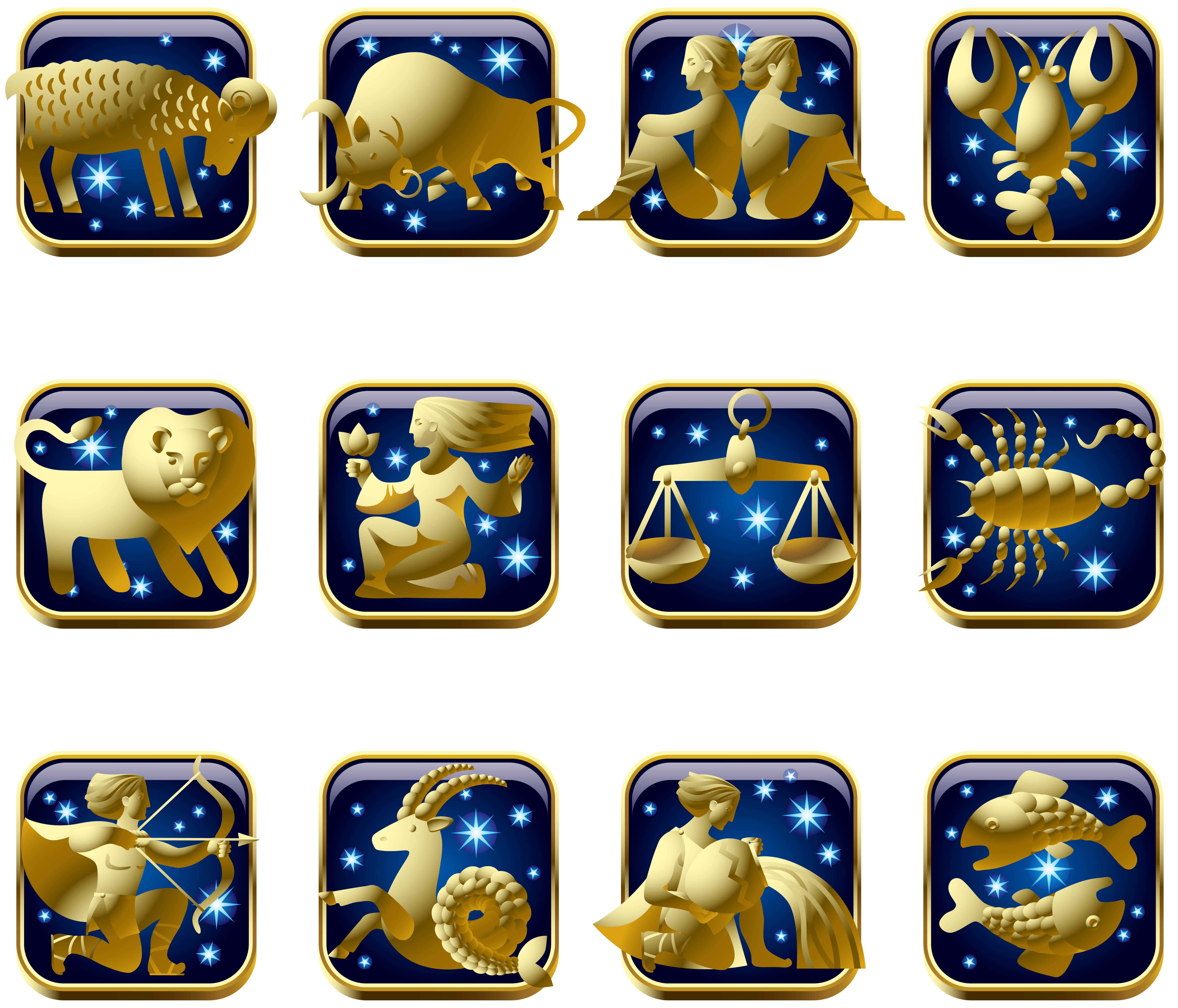 Download Blue and Gold Zodiac Signs PNG Clipart Image | Gallery ...