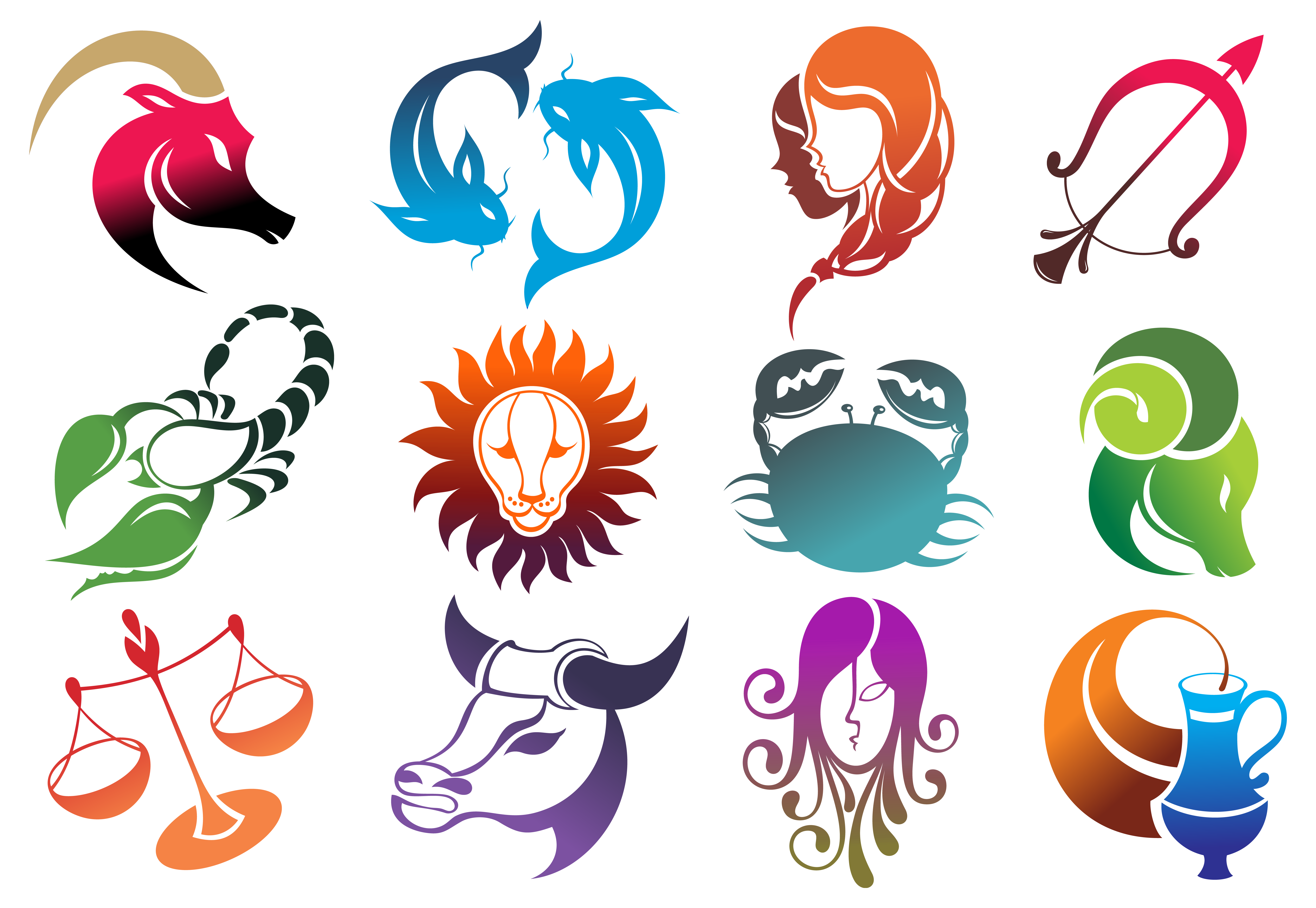 Colourful Zodiac Signs Set Large PNG Image | Gallery Yopriceville ...