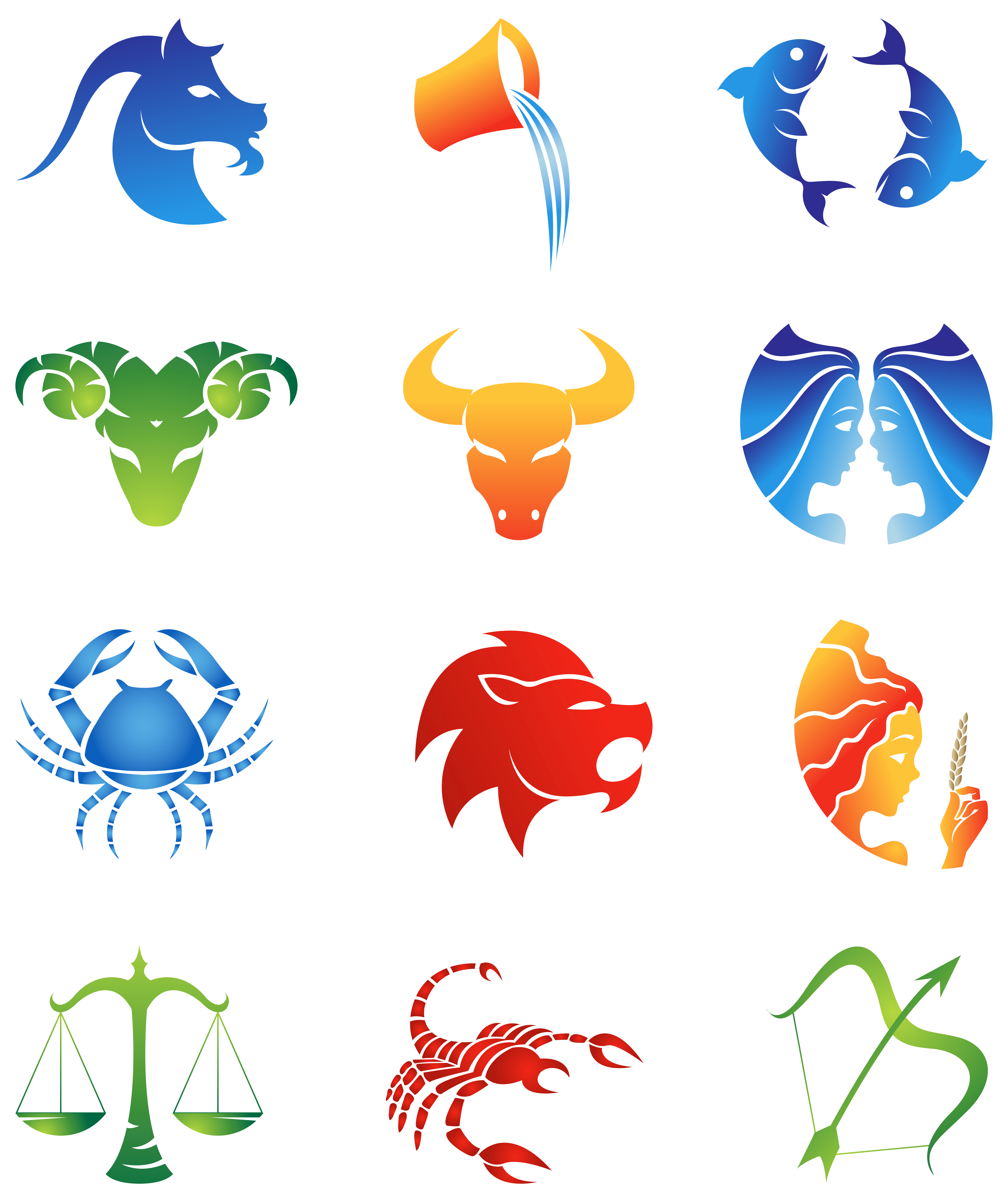 Colourful Zodiac Signs Set PNG Clipart Image​