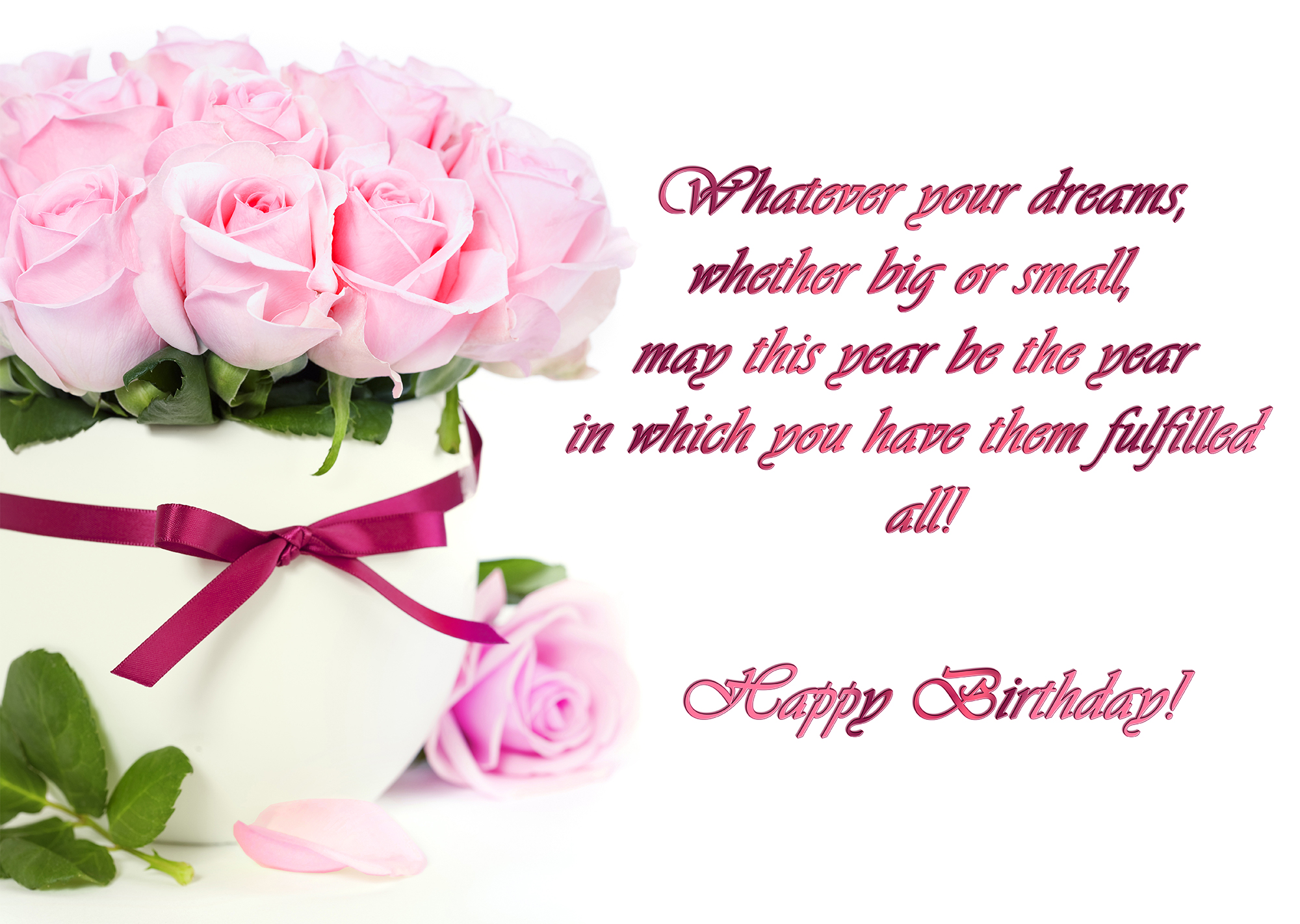 Delicate Pink Roses Birthday Greeting Card | Gallery Yopriceville ...