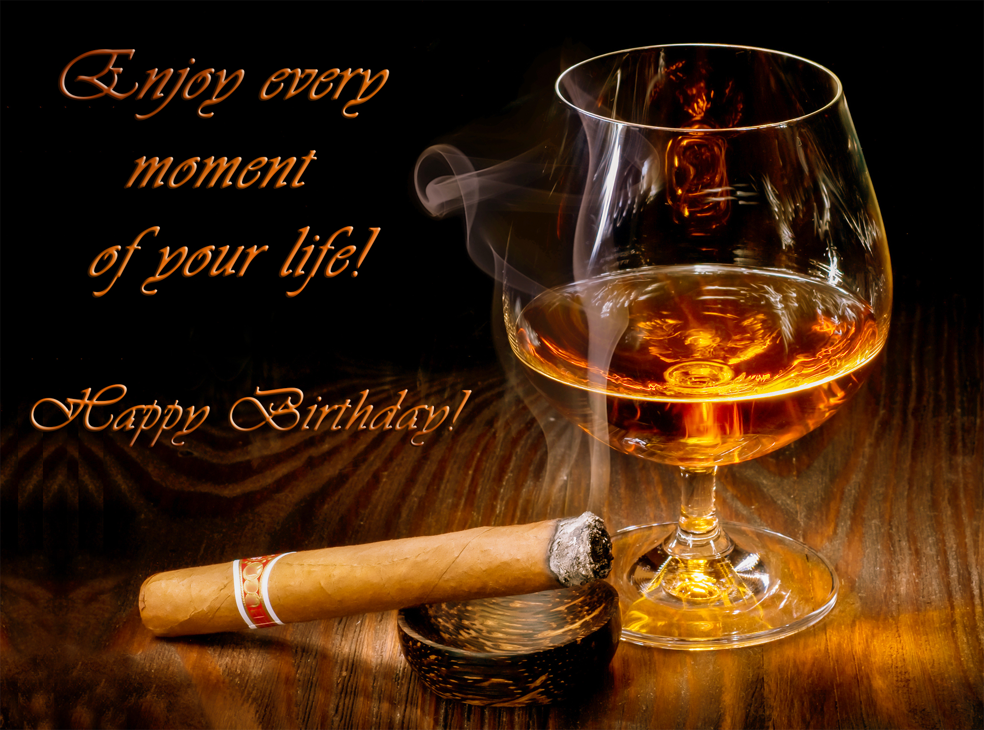 Happy Birthday Card with Brandy and Cigar  Gallery 