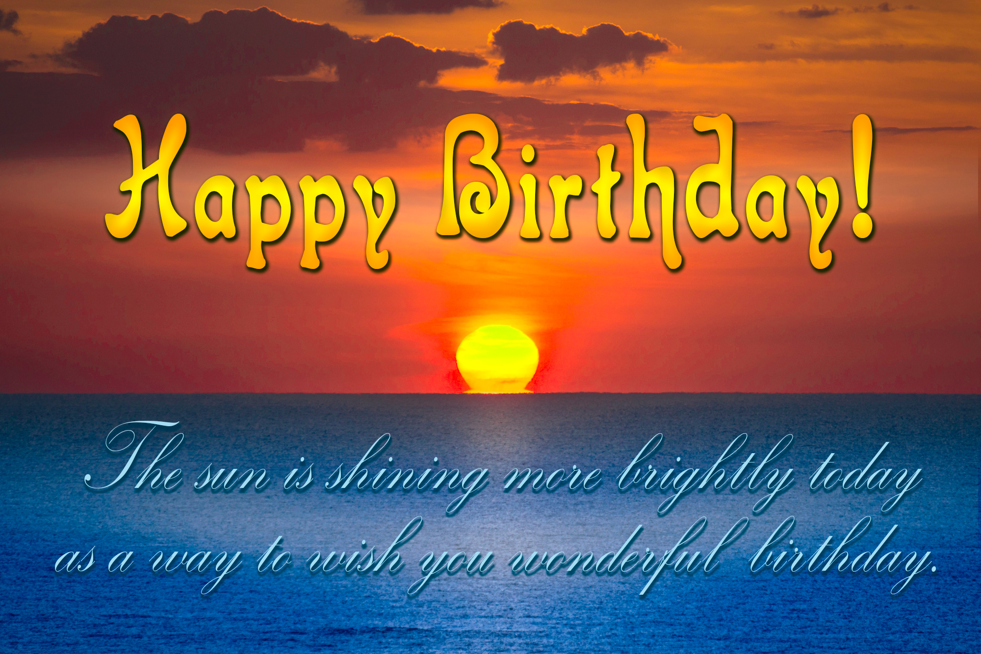 Happy Birthday Card with Sun | Gallery Yopriceville - High-Quality ...