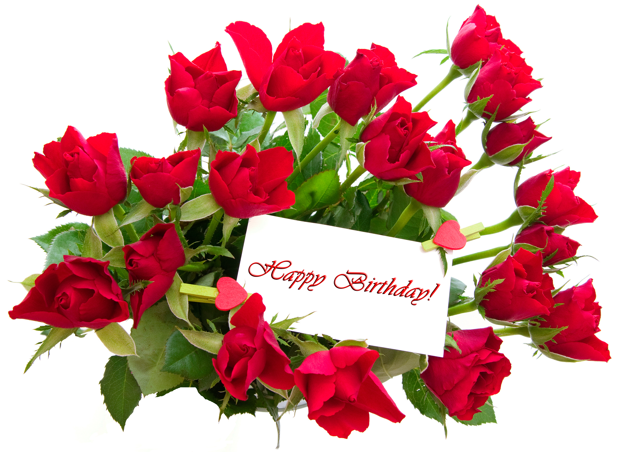 Happy Birthday Card with Red Roses​  Gallery Yopriceville - High-Quality  Free Images and Transparent PNG Clipart