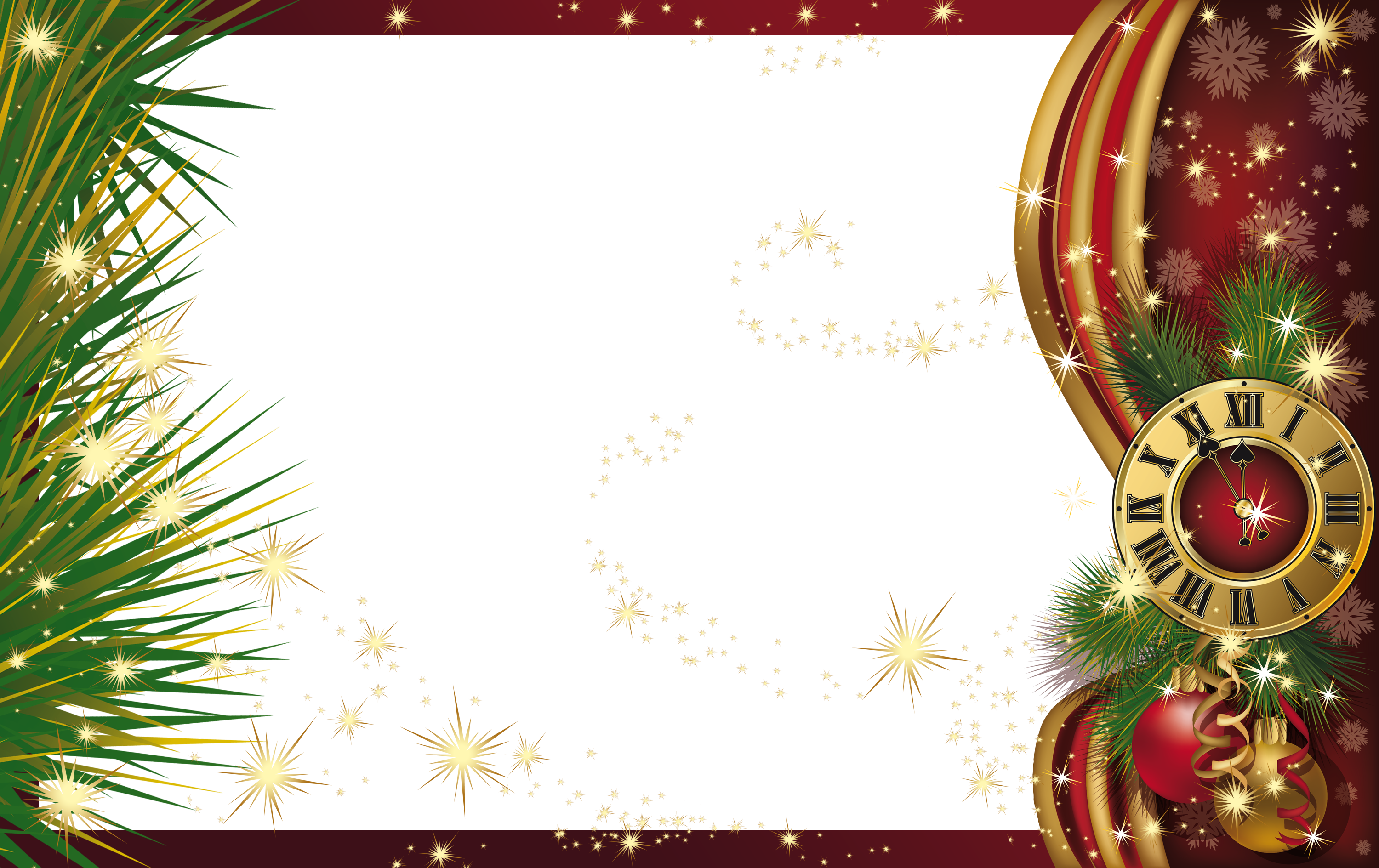 Christmas PNG Frame with Clock | Gallery Yopriceville - High-Quality Free Images and Transparent