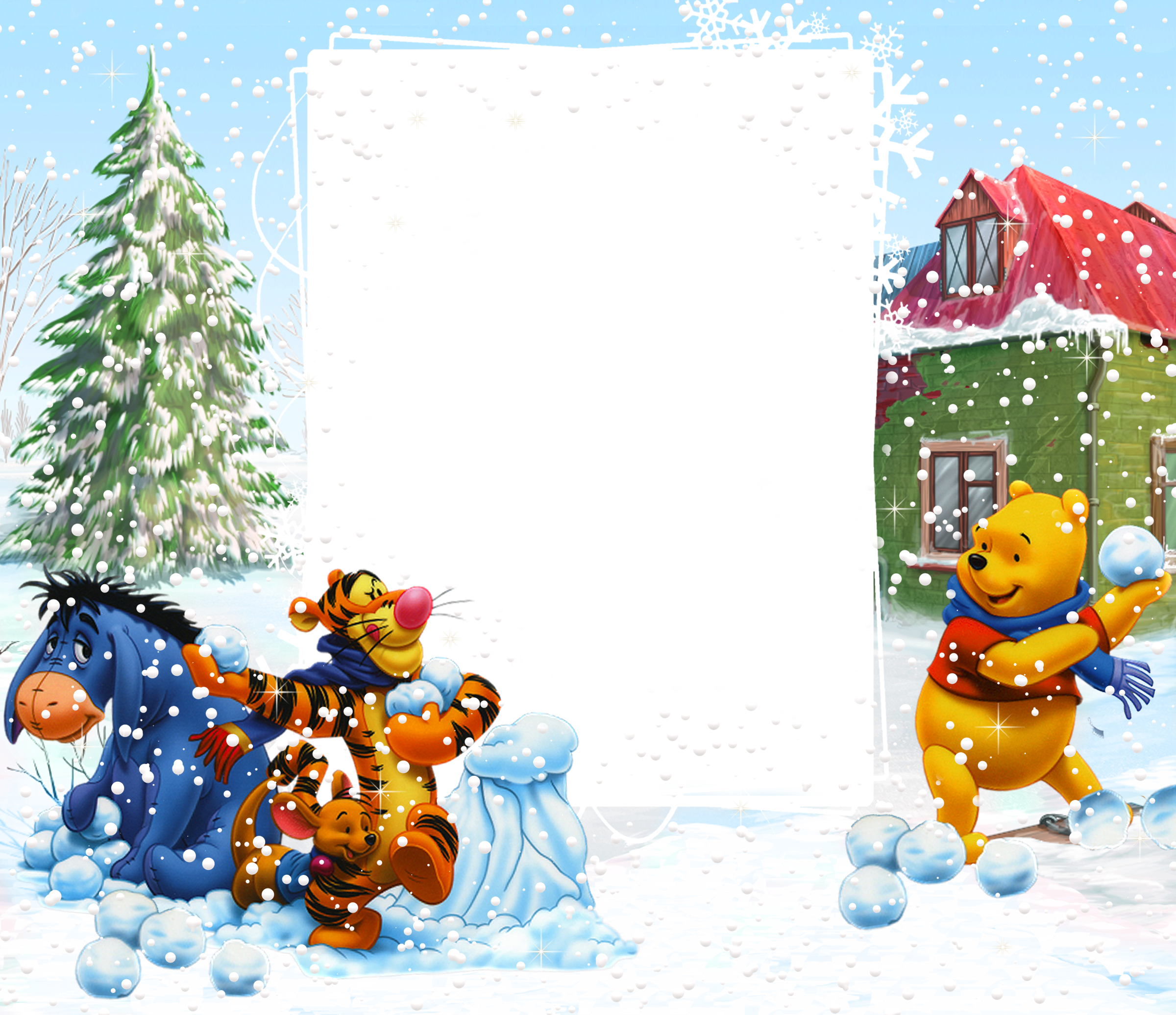 Winnie The Pooh Winter PNG Kids Frame Winnie The Pooh Winter PNG Kids Frame