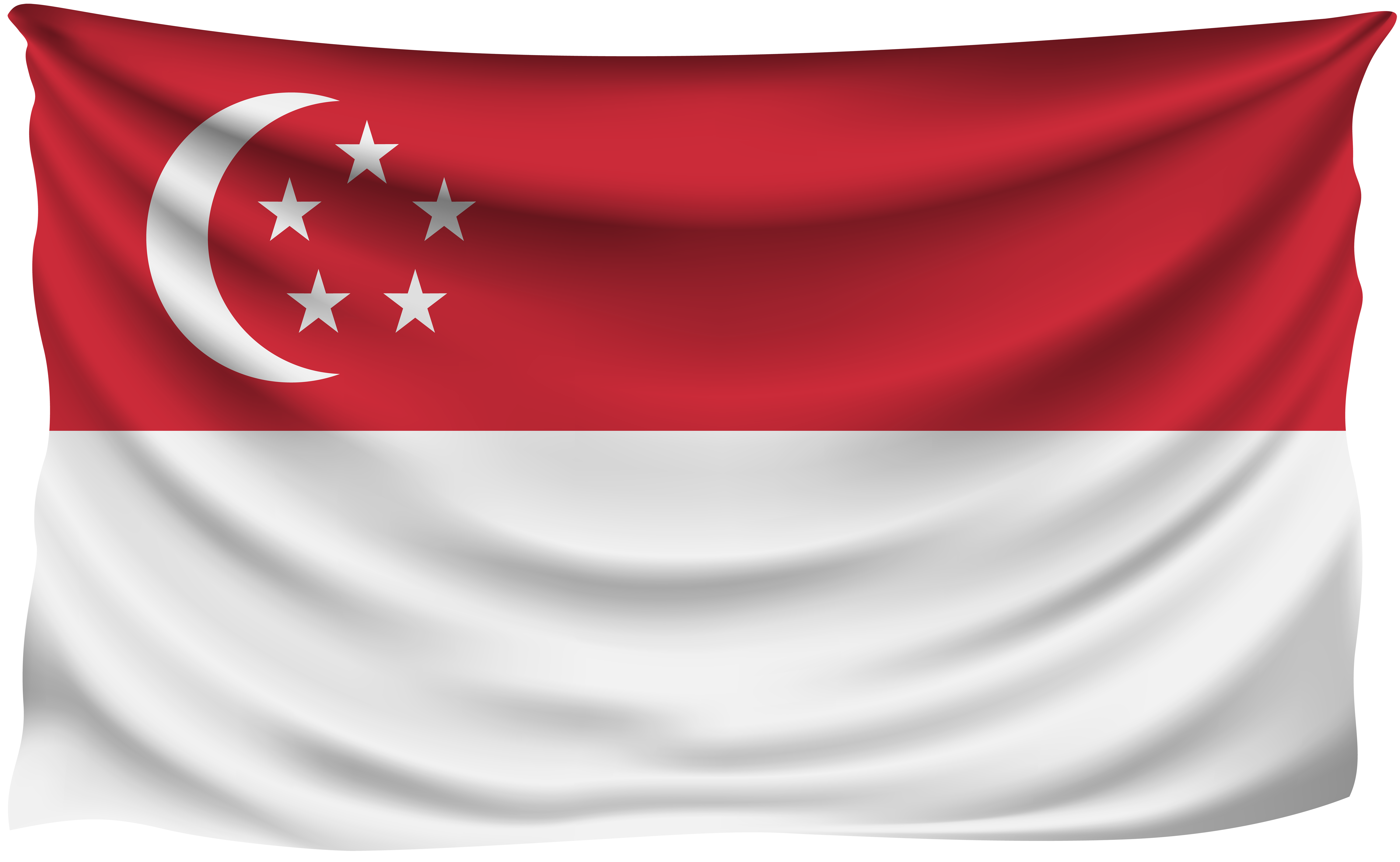 Singapore Flag Map Png   Singapore Wrinkled Flag 