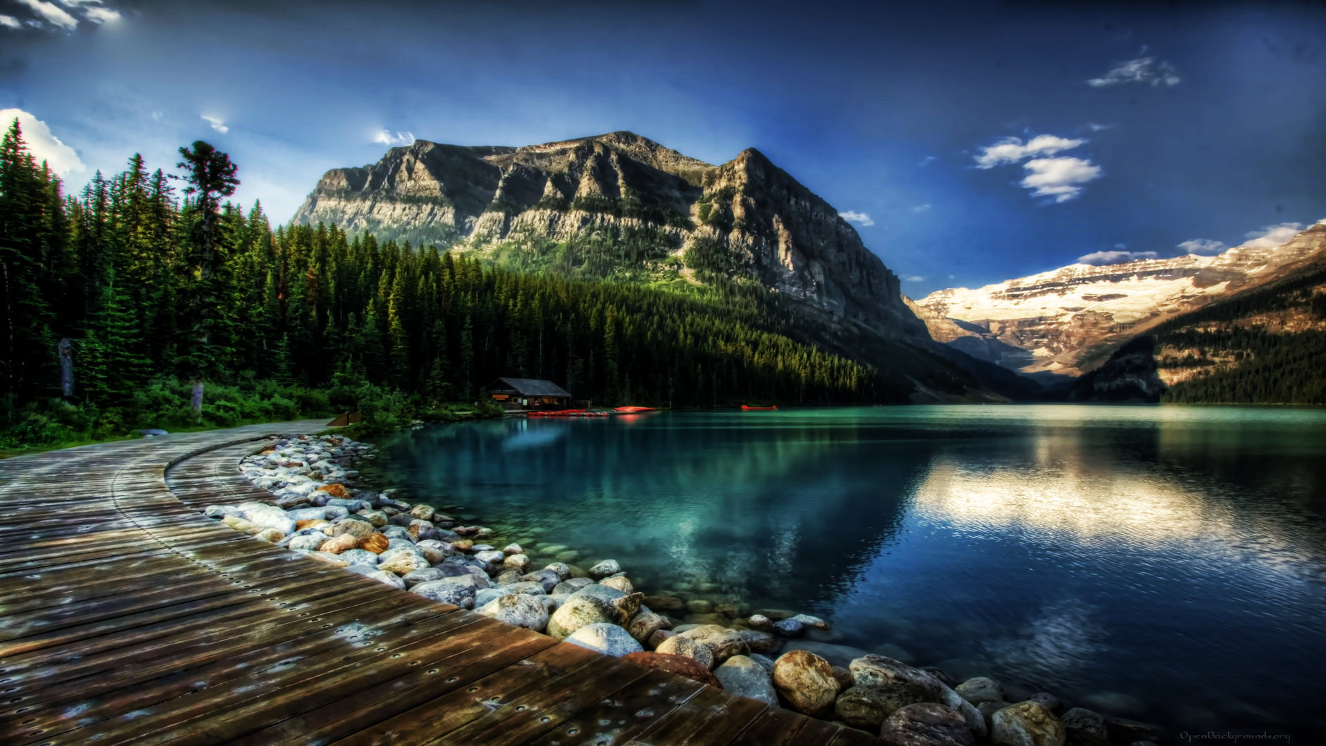 Wallpapers Canada Lake Louise Alberta Nature Mountains - Canoes Of Lake  Louise Alberta Canada (#2191144) - HD Wallpaper & Backgrounds Download