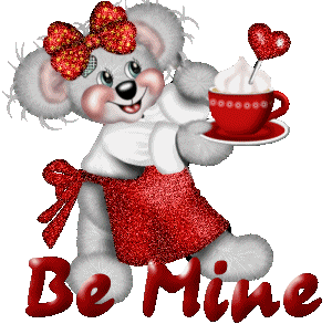 This gif image - Animated Be Mine Bear With Coffe, is available for free download