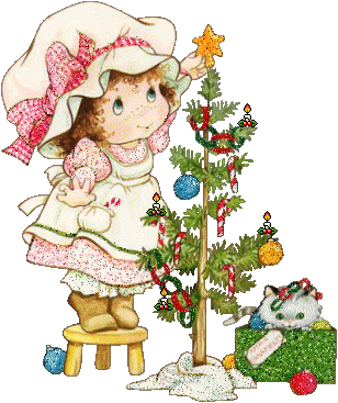 This gif image - Animated Girl Decorate Christmas Tree, is available for free download