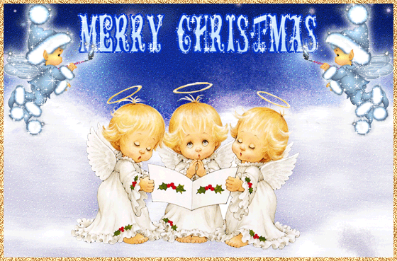 This gif image - Animated Merry Christmas With Angels, is available for free download