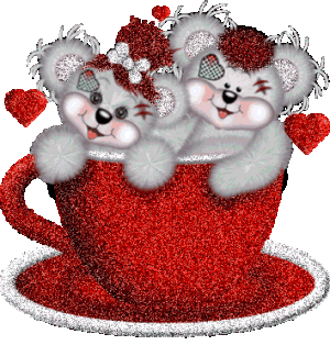 This gif image - Animated Valentines Bears in coffee cup, is available for free download