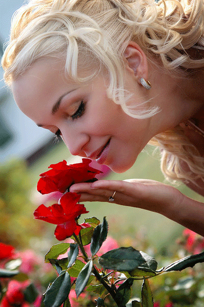 This gif image - Beautiful Woman with Red Roses Gif Animation, is available for free download
