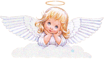 This gif image - Glowing cute angel on a white cloud, is available for free download