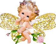 This gif image - Glowing sweet angel with wings and roses, is available for free download