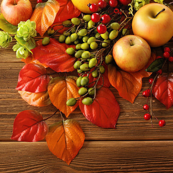 This jpeg image - Autumn Background with Fruits and Leaves, is available for free download