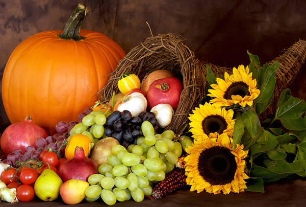 This jpeg image - Autumn Background with Pumpkin and Cornucopia, is available for free download