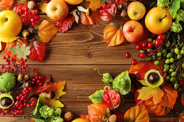 This jpeg image - Autumn Wooden Background with Fruits, is available for free download