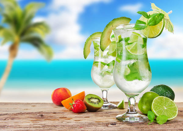 This jpeg image - Beach Tropical Cocktails Background, is available for free download