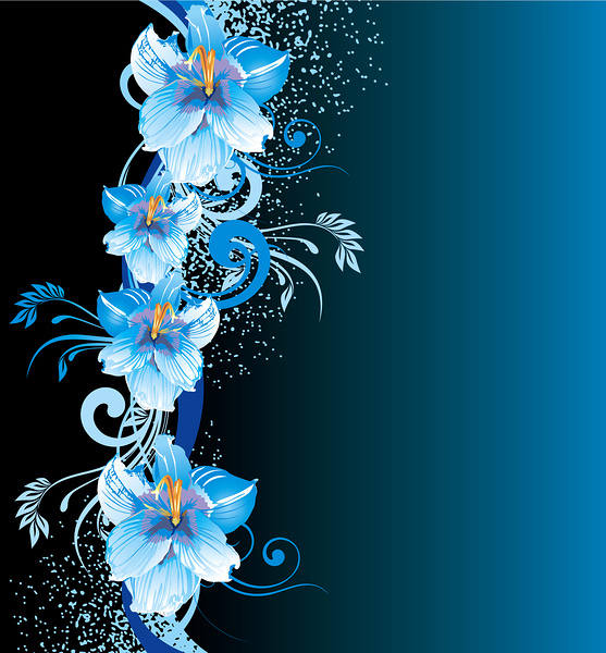 Blue Background with Flowers | Gallery Yopriceville - High-Quality