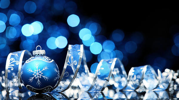 This jpeg image - Blue Christmas Background with Blue Christmas Ball, is available for free download