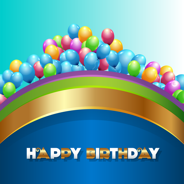 This png image - Blue Happy Birthday Background with Balloons, is available for free download