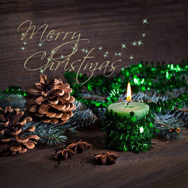 This jpeg image - Christmas Background with Candle and Cones, is available for free download