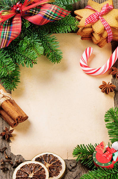 Christmas Background with Cookies and Decorations ...