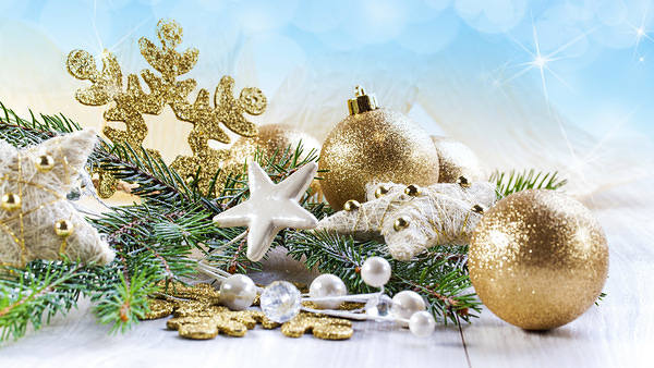 This jpeg image - Christmas Background with Gold Christmas Balls, is available for free download